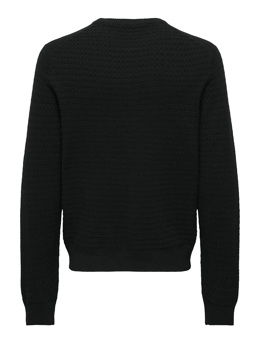 ONLY & SONS - ONSLOUI LS STRUCTURE CREW REG NOOS - Ümara kaelusega - black - 2