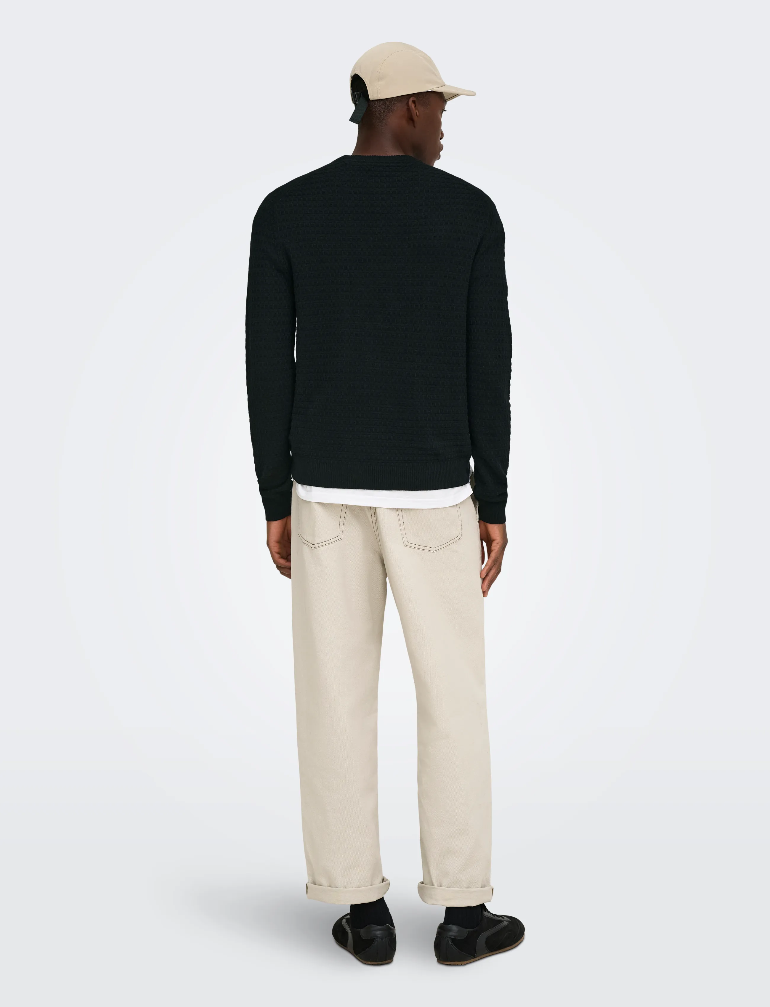 ONLY & SONS - ONSLOUI LS STRUCTURE CREW REG NOOS - Ümara kaelusega - black - 3