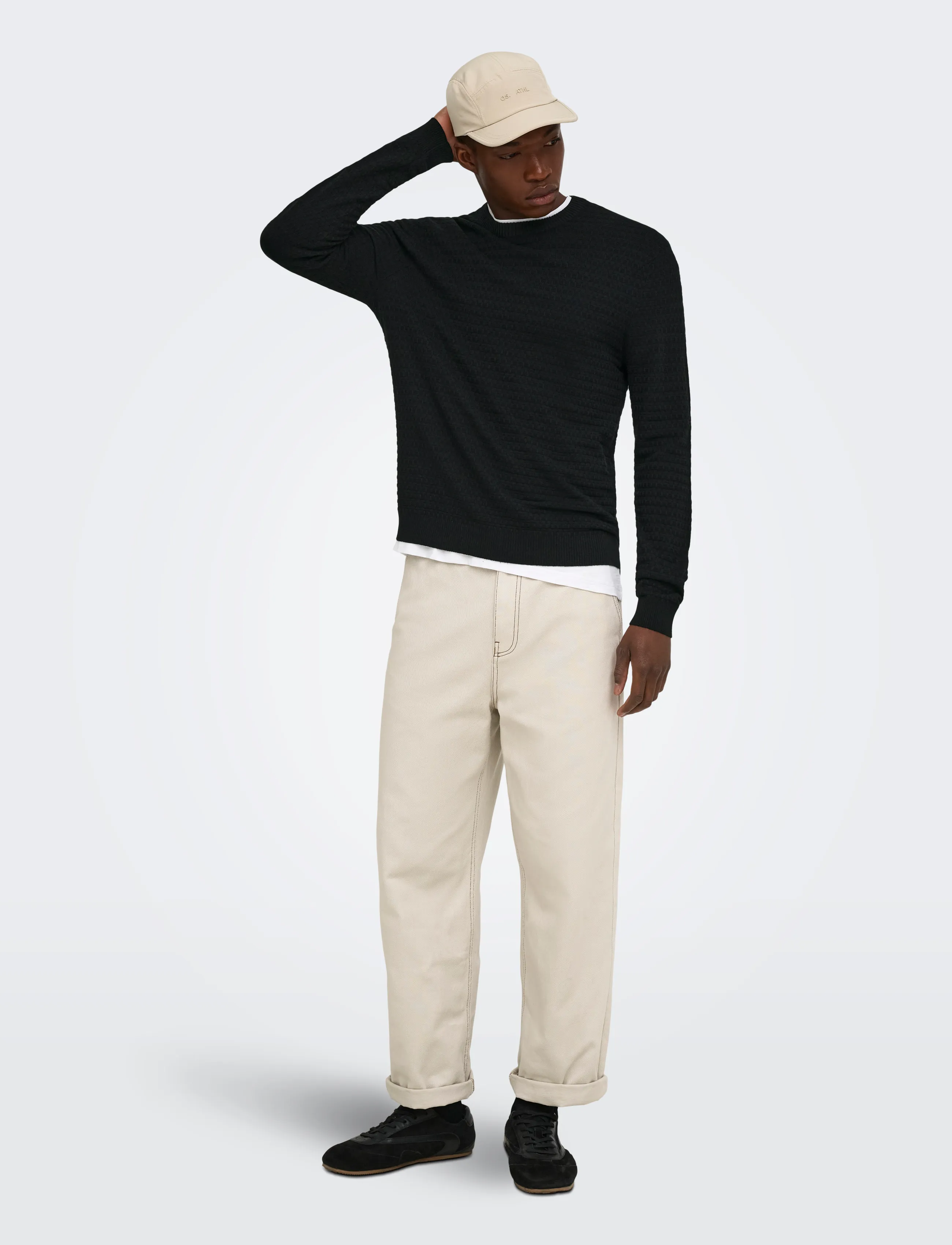 ONLY & SONS - ONSLOUI LS STRUCTURE CREW REG NOOS - Ümara kaelusega - black - 4
