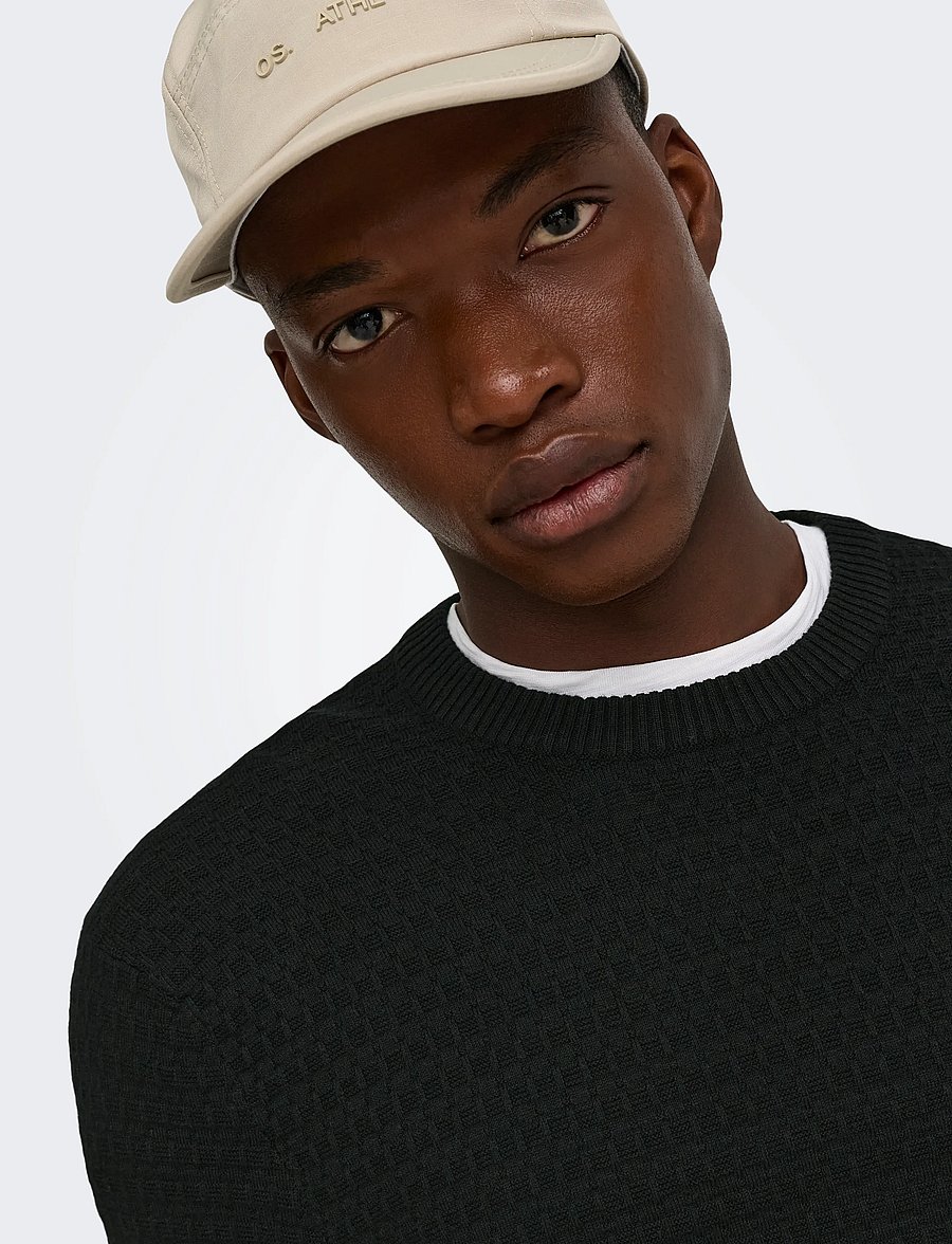 ONLY & SONS - ONSLOUI LS STRUCTURE CREW REG NOOS - Ümara kaelusega - black - 5