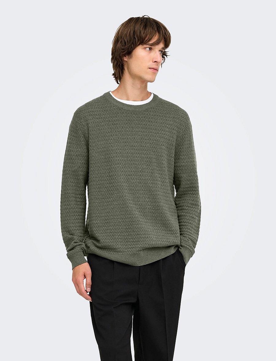 ONLY & SONS - ONSLOUI LS STRUCTURE CREW REG NOOS - castor gray - 0