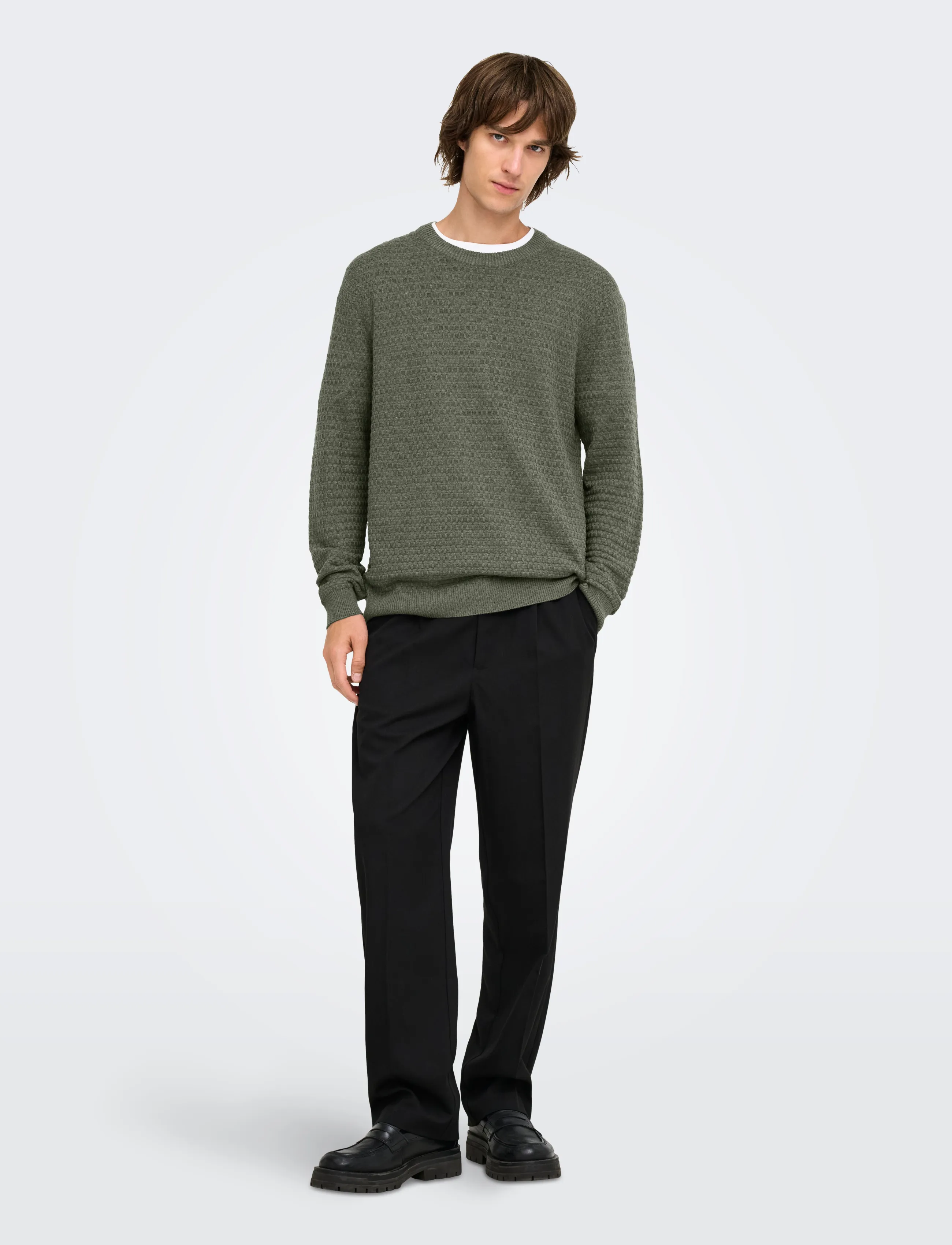 ONLY & SONS - ONSLOUI LS STRUCTURE CREW REG NOOS - castor gray - 4