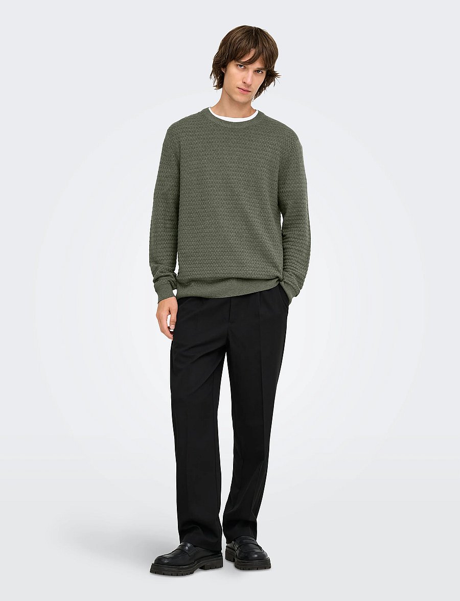 ONLY & SONS - ONSLOUI LS STRUCTURE CREW REG NOOS - castor gray - 4