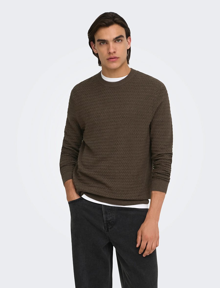ONLY & SONS - ONSLOUI LS STRUCTURE CREW REG NOOS - coffee bean - 0