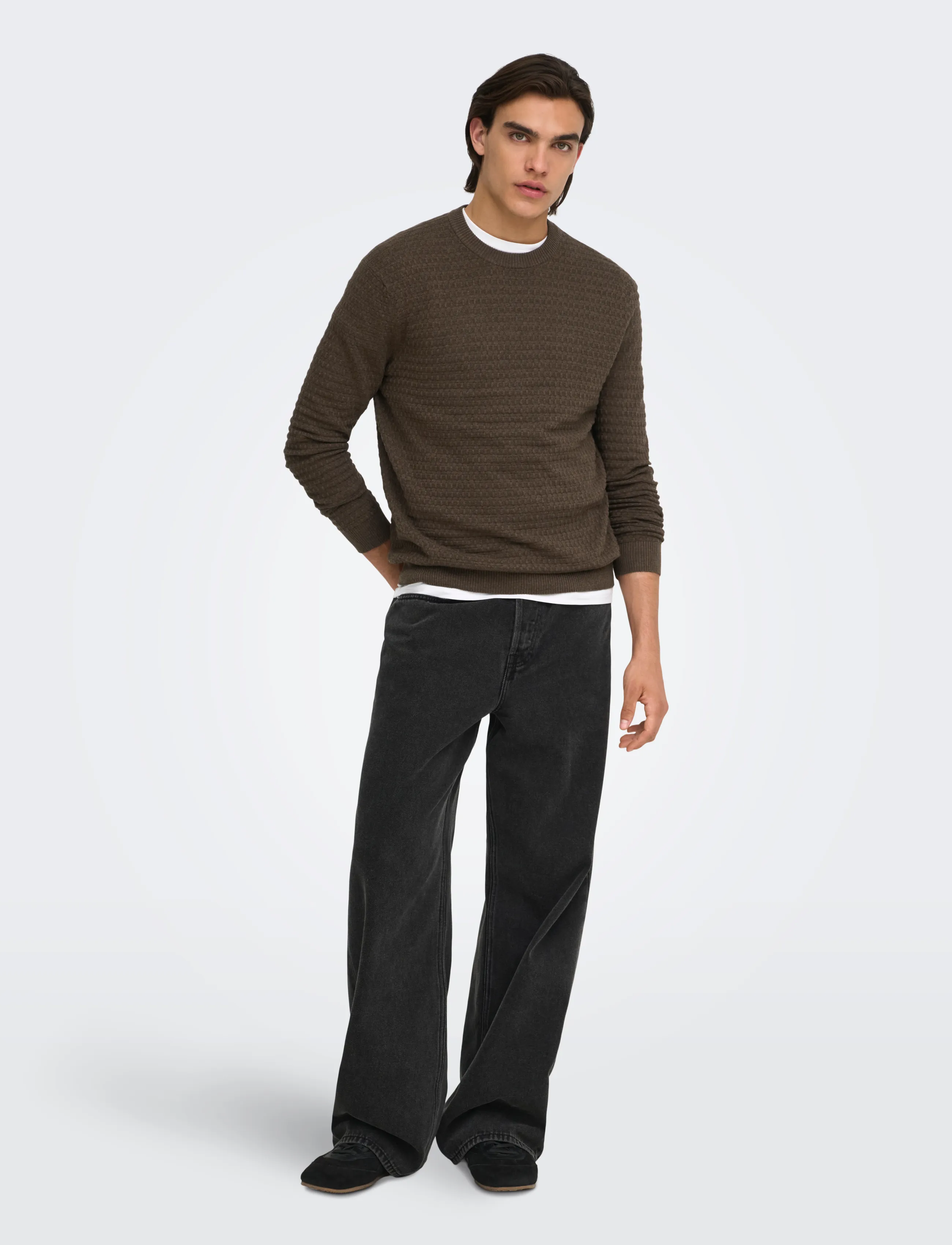 ONLY & SONS - ONSLOUI LS STRUCTURE CREW REG NOOS - coffee bean - 4