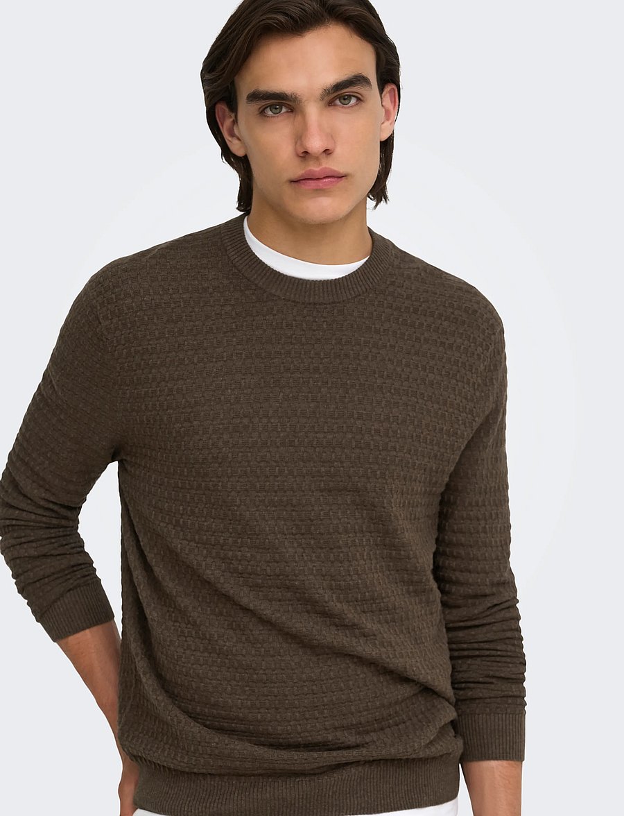 ONLY & SONS - ONSLOUI LS STRUCTURE CREW REG NOOS - coffee bean - 5