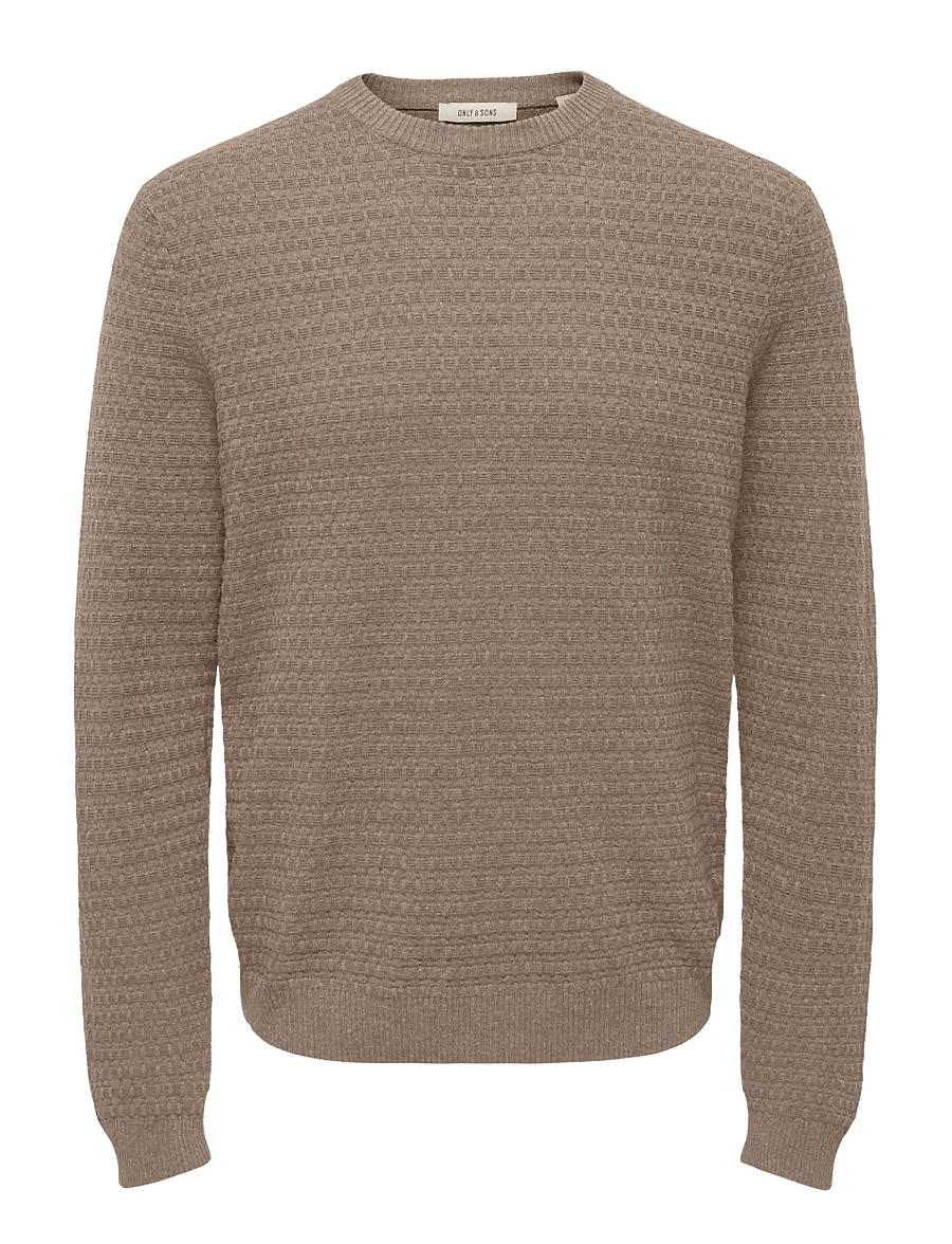 ONLY & SONS - ONSLOUI LS STRUCTURE CREW REG NOOS - Ümara kaelusega - desert taupe - 1