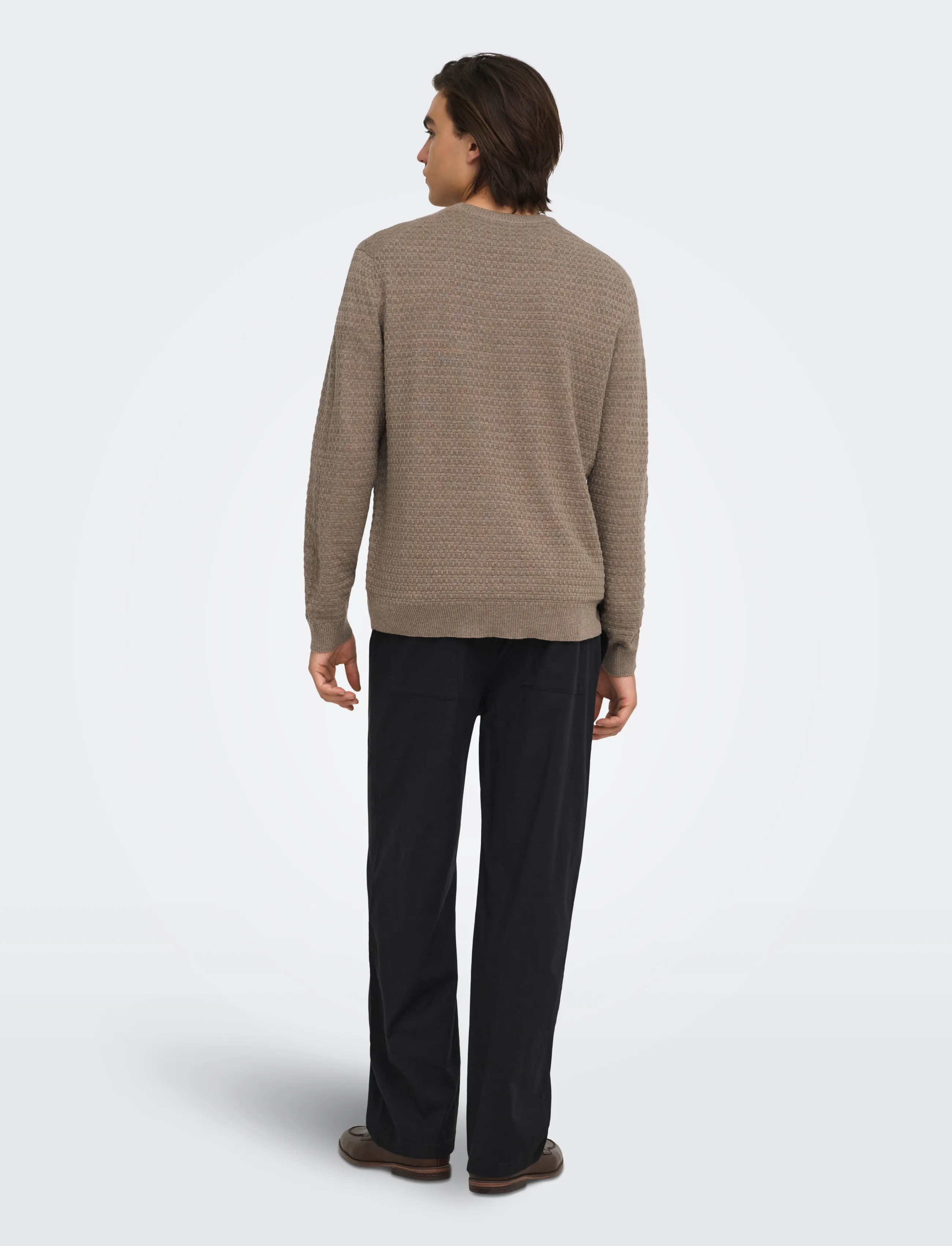 ONLY & SONS - ONSLOUI LS STRUCTURE CREW REG NOOS - Ümara kaelusega - desert taupe - 3