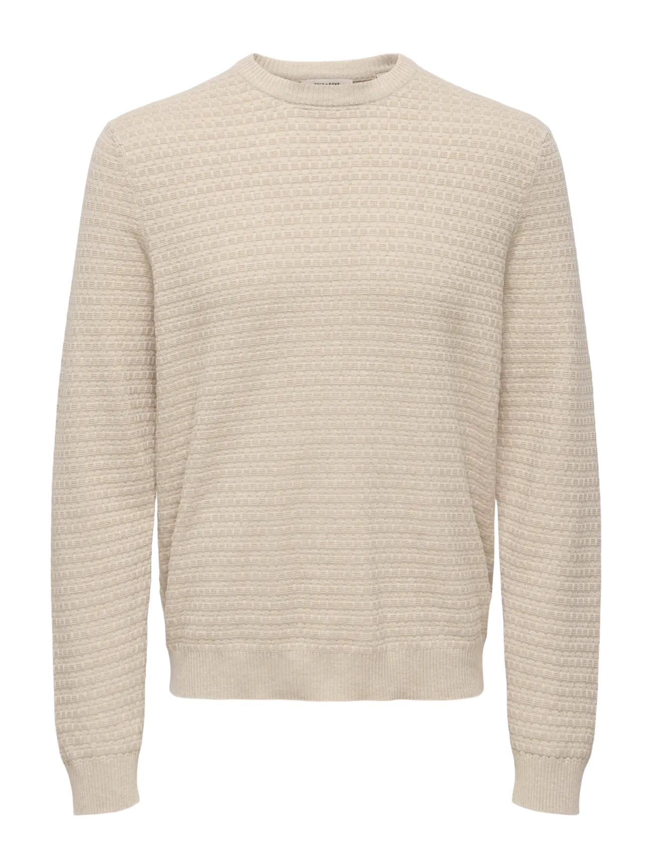 ONLY & SONS ONSLOUI LS STRUCTURE CREW REG NOOS - Rundhals - OATMEAL / cream