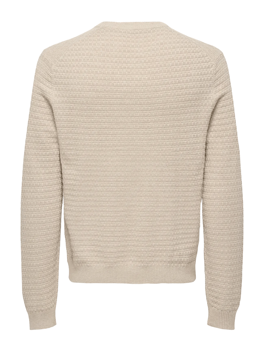 ONLY & SONS - ONSLOUI LS STRUCTURE CREW REG NOOS - oatmeal - 2