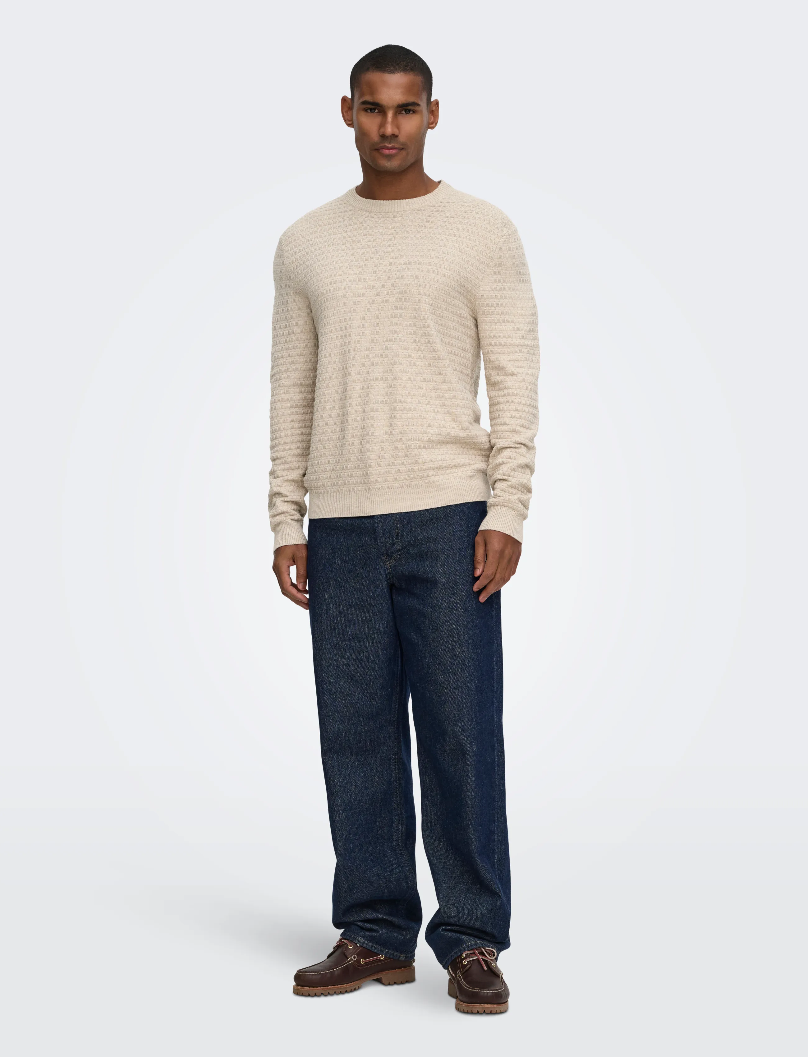 ONLY & SONS - ONSLOUI LS STRUCTURE CREW REG NOOS - oatmeal - 4