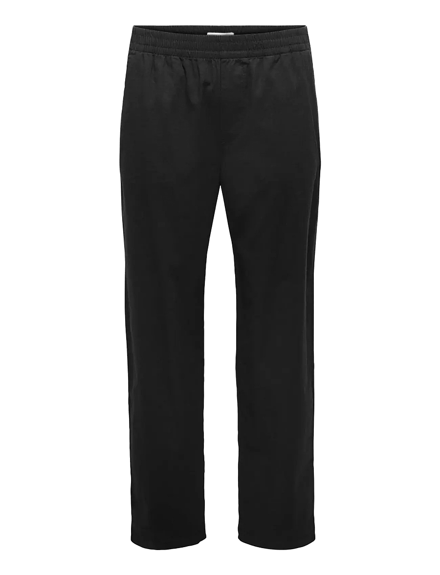 ONLY & SONS - ONSFADE LOOSE SLUB 0571 PANTS VD - freizeithosen - black - 1