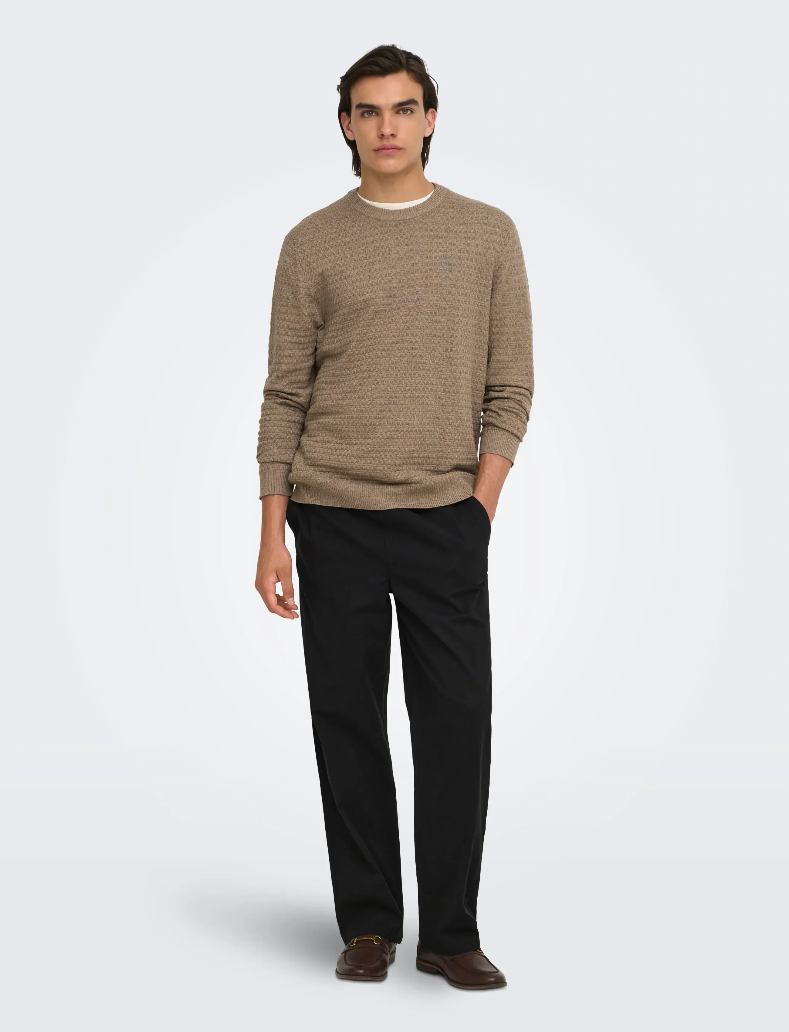 ONLY & SONS - ONSFADE LOOSE SLUB 0571 PANTS VD - black - 4