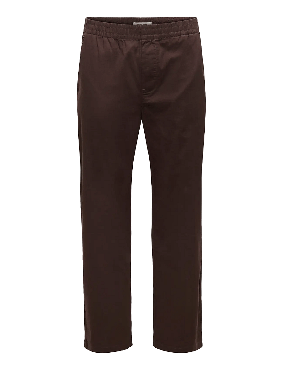 ONLY & SONS - ONSFADE LOOSE SLUB 0571 PANTS VD - casual byxor - coffee bean - 0