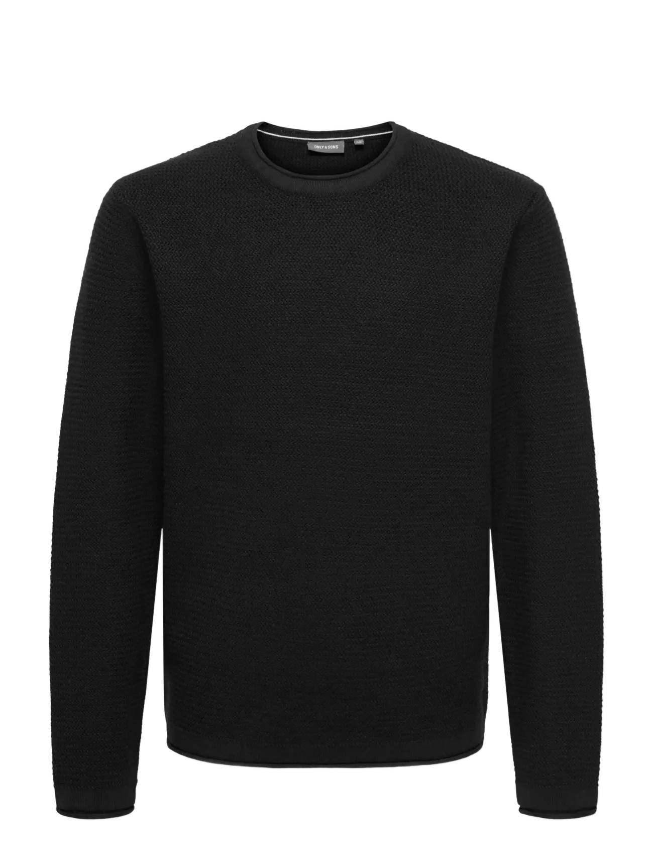 ONLY & SONS Osjeric Reg 12 Struc Crew Knit, 122-128, Black, Strik > Pullovere, Børn