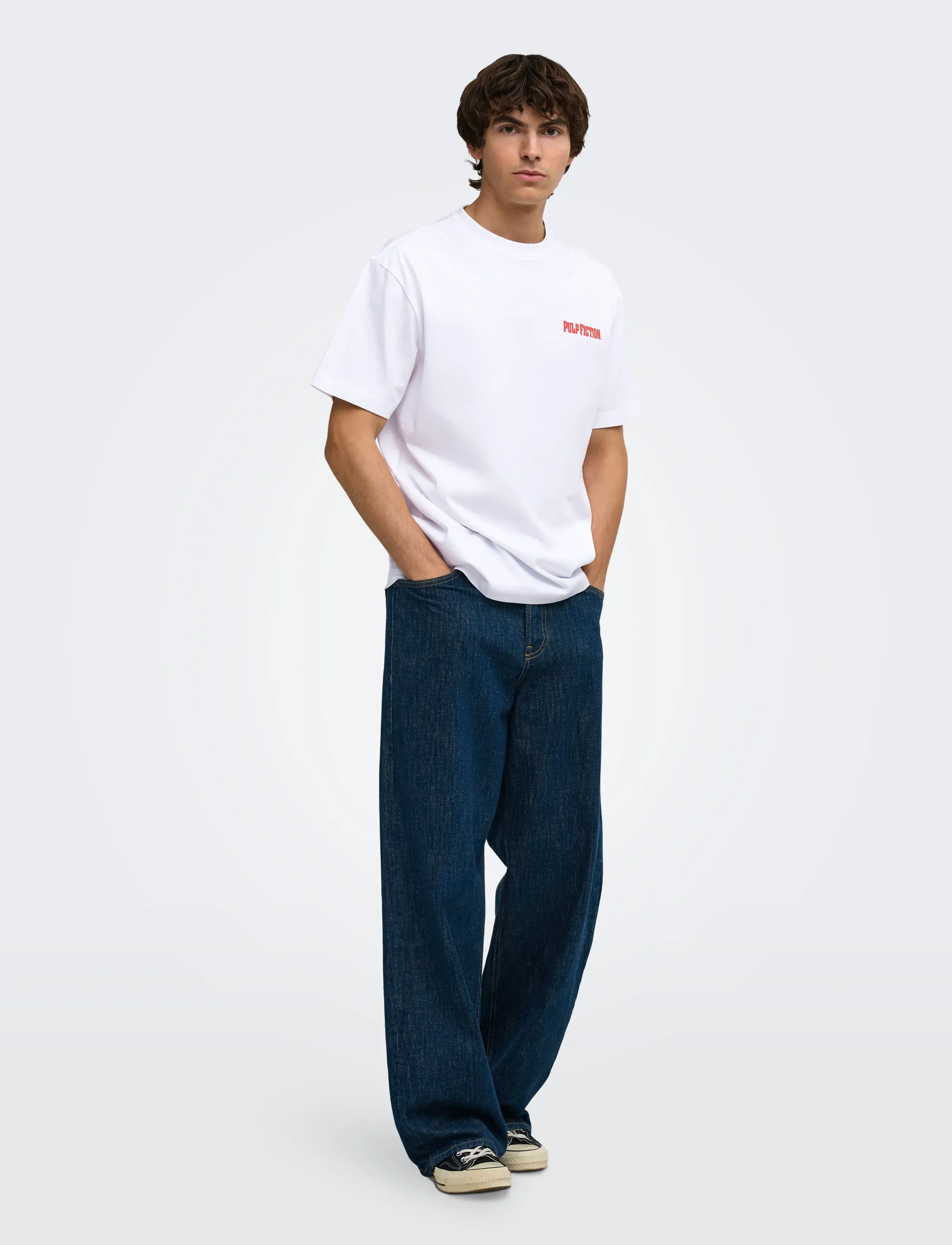ONLY & SONS - ONSPULP FICTION LIFE RLX SS LIC TEE - short-sleeved t-shirts - bright white - 5