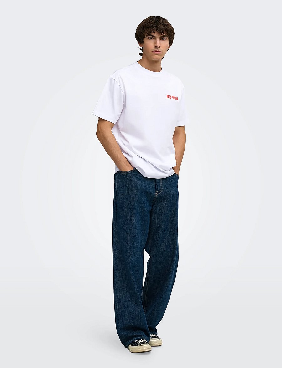 ONLY & SONS - ONSPULP FICTION LIFE RLX SS LIC TEE - short-sleeved t-shirts - bright white - 5
