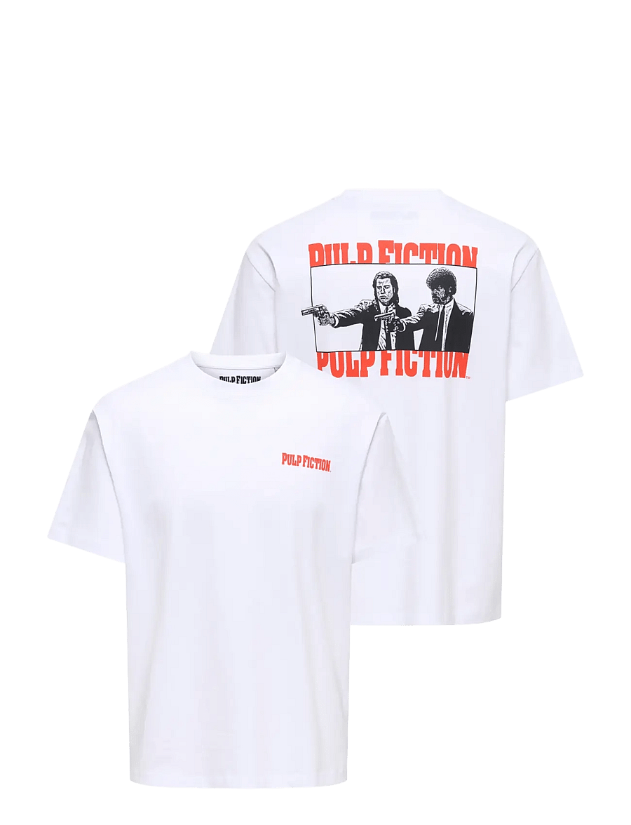 ONLY & SONS - ONSPULP FICTION LIFE RLX SS LIC TEE - bright white - 2