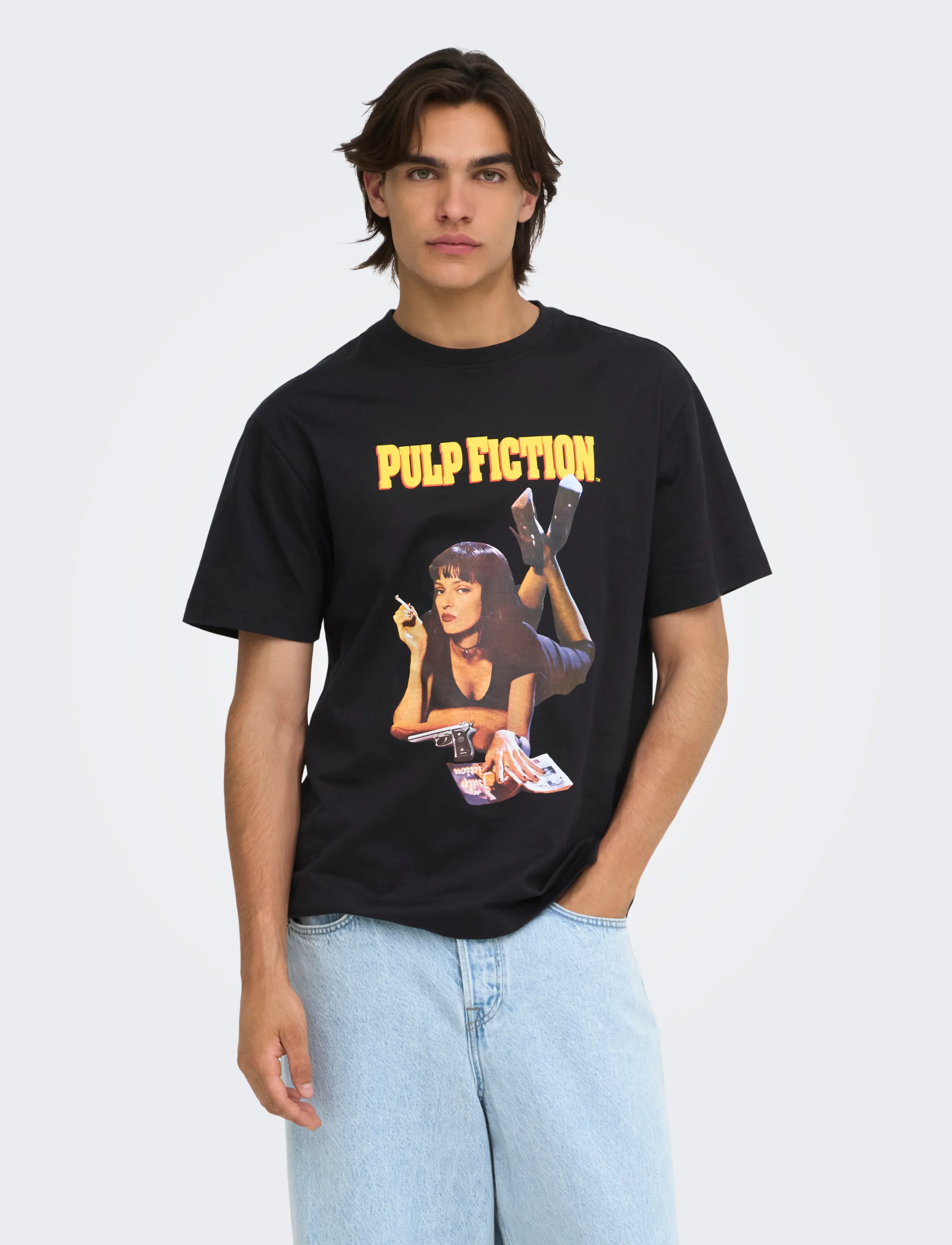 ONLY & SONS ONSPULP FICTION LIFE RLX SS LIC TEE - ONLY & SONS - JET BLACK / black