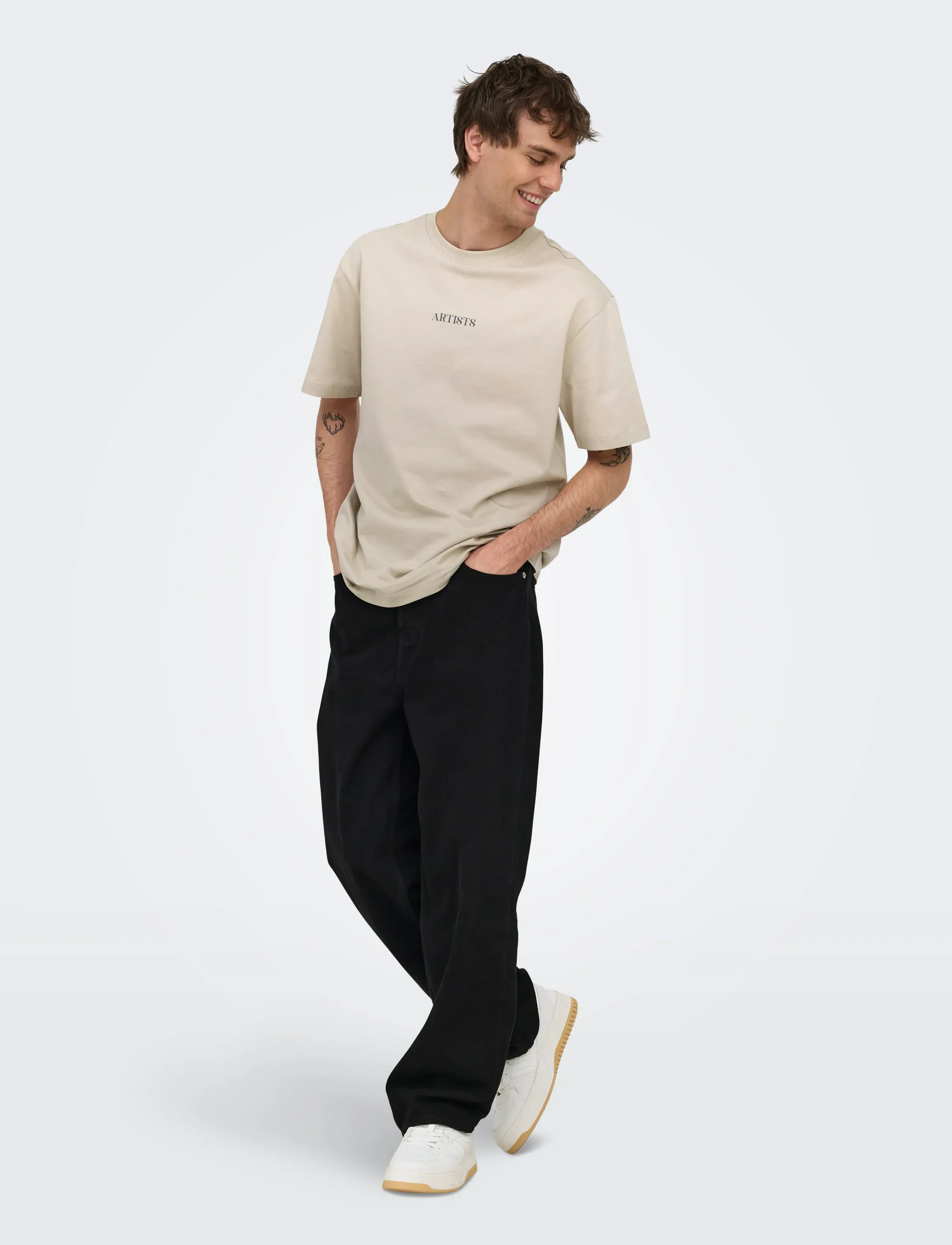 ONLY & SONS - ONSART LIFE RLX SS LIC TEE - silver lining - 5