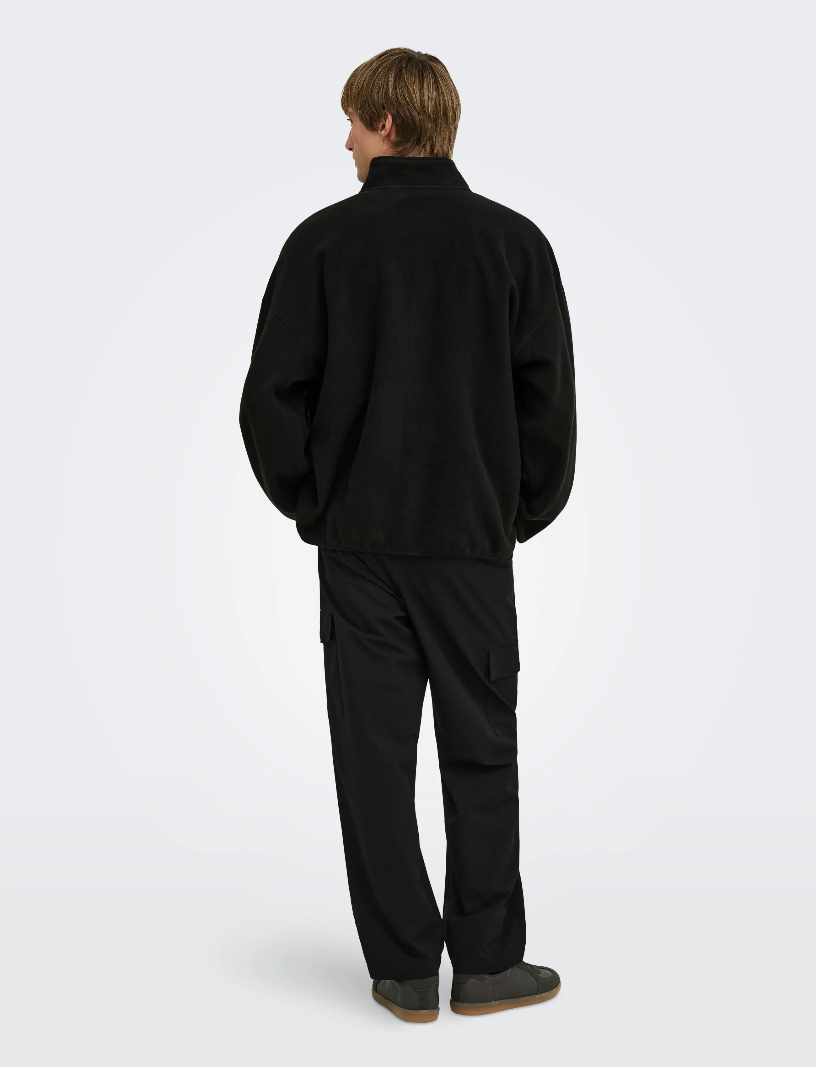 ONLY & SONS - ONSASGER LIFE OVZ LS ZIP HIGH NECK LB - sweatshirts - black onyx - 3