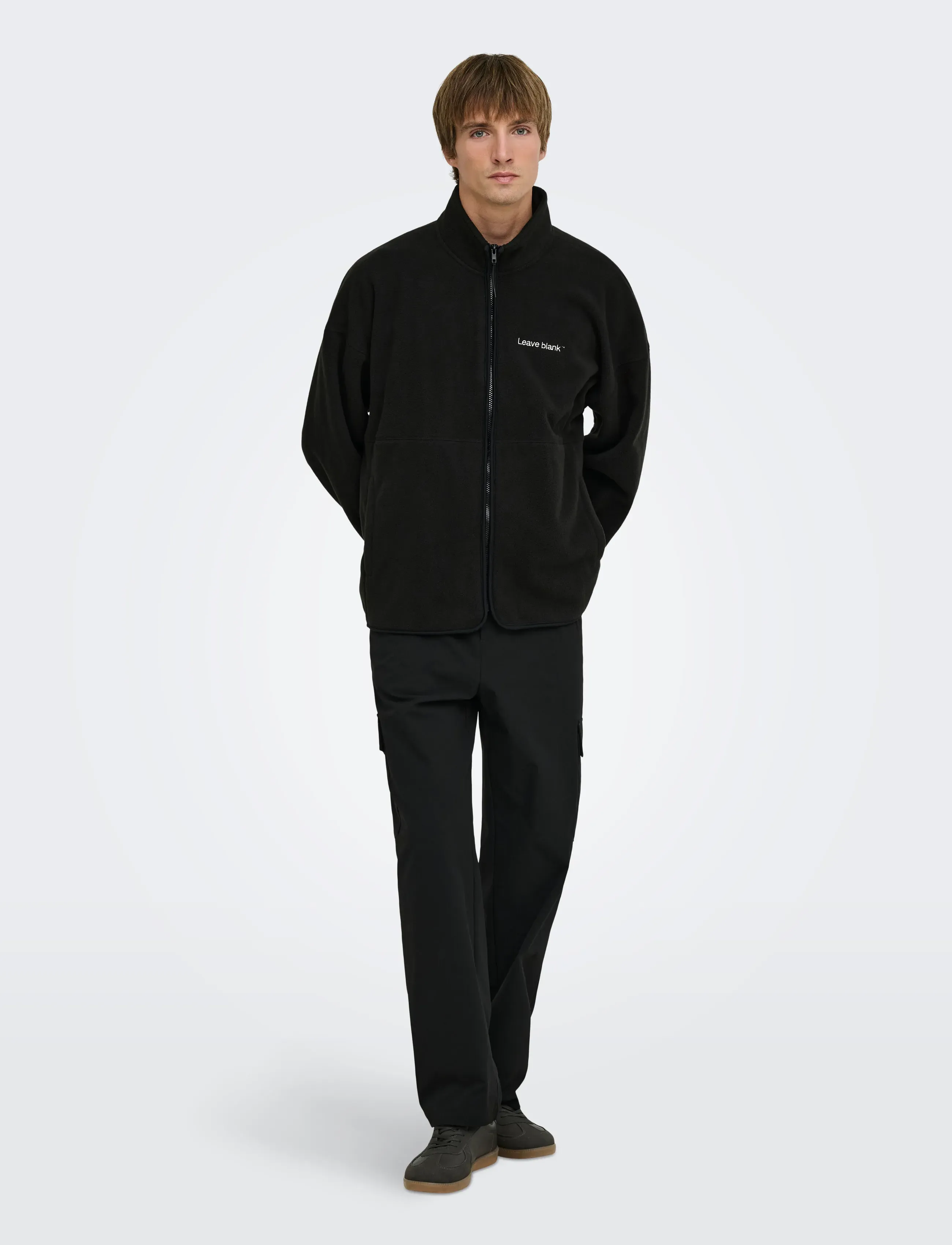 ONLY & SONS - ONSASGER LIFE OVZ LS ZIP HIGH NECK LB - sweatshirts - black onyx - 4