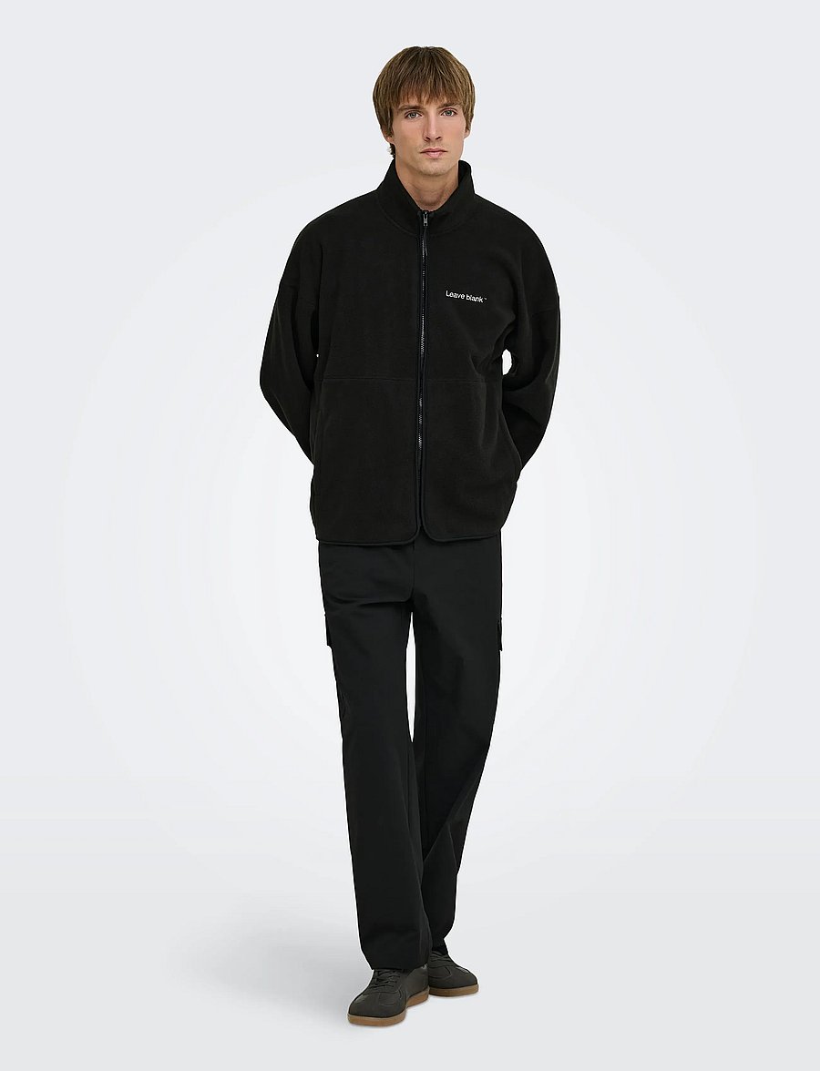 ONLY & SONS - ONSASGER LIFE OVZ LS ZIP HIGH NECK LB - efterårsjakker - black onyx - 4