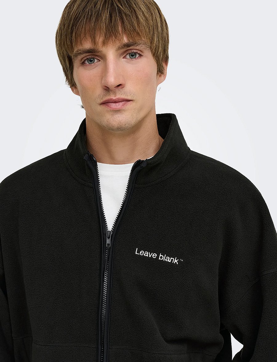 ONLY & SONS - ONSASGER LIFE OVZ LS ZIP HIGH NECK LB - efterårsjakker - black onyx - 5