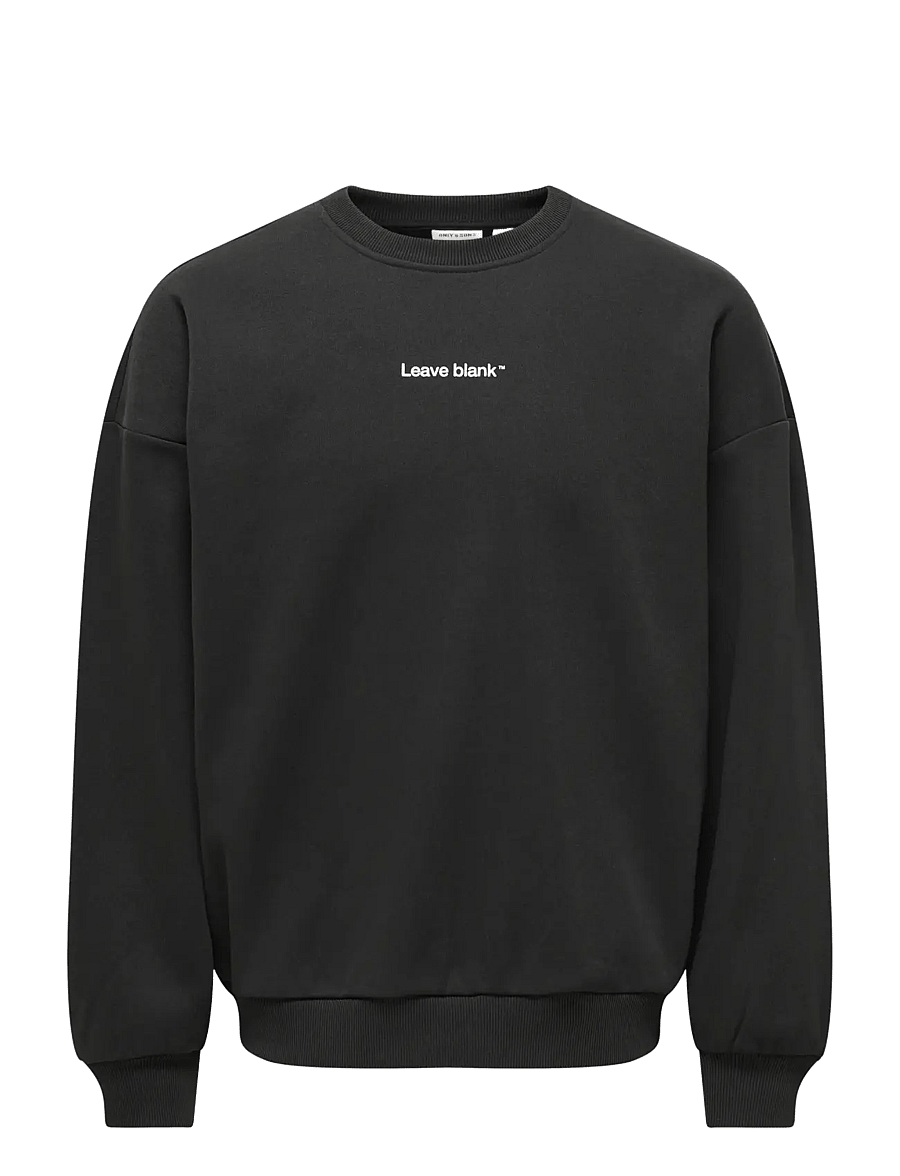ONLY & SONS - ONSTYSON OVZ LS CREW SWEAT LB VD - sweatshirts - black onyx - 0