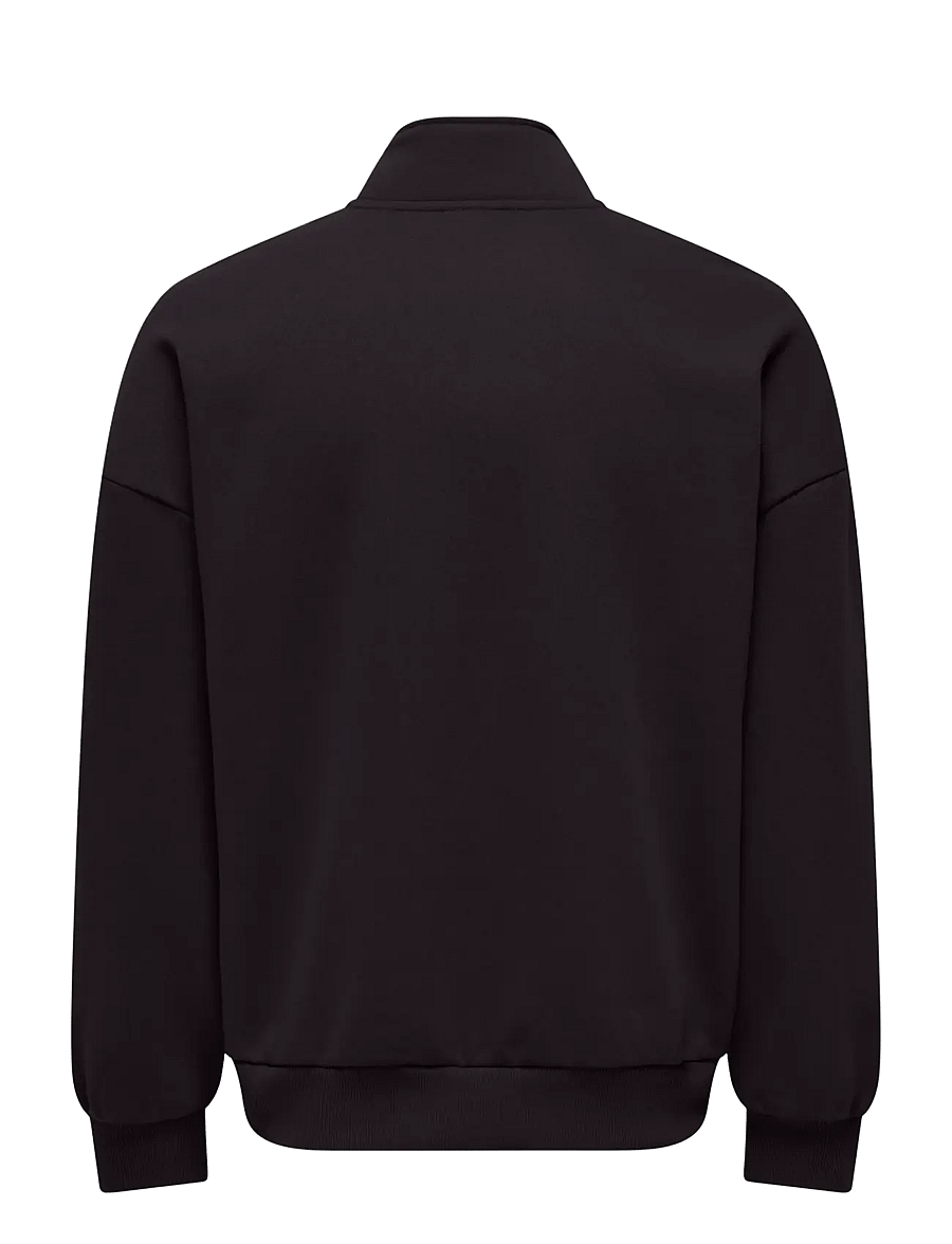 ONLY & SONS - ONSTYSON OVZ LS HALF ZIP HIGH NECK LB - black onyx - 1