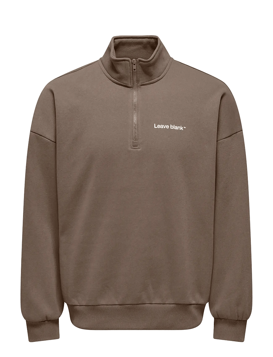 ONLY & SONS - ONSTYSON OVZ LS HALF ZIP HIGH NECK LB - tõmblukk-kaelusega džemprid - fossil - 0