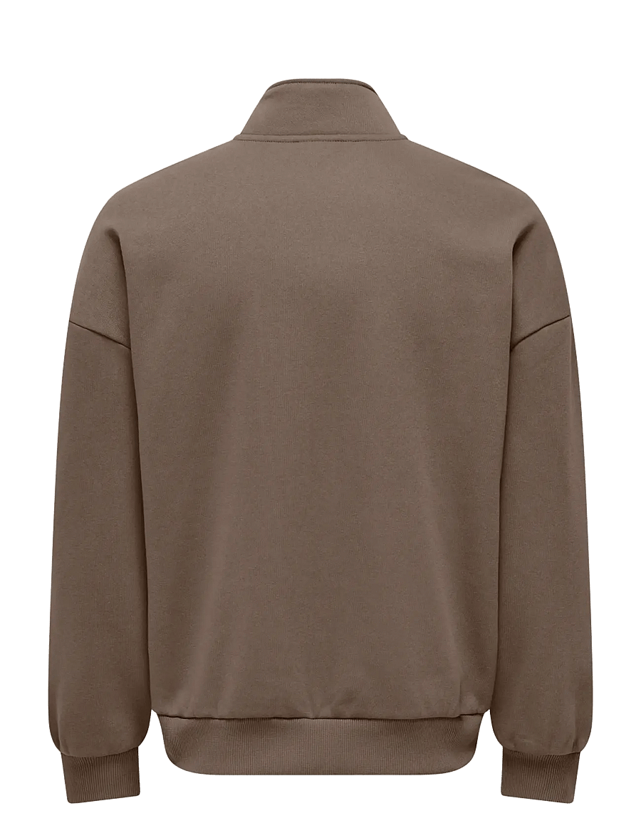 ONLY & SONS - ONSTYSON OVZ LS HALF ZIP HIGH NECK LB - tõmblukk-kaelusega džemprid - fossil - 1
