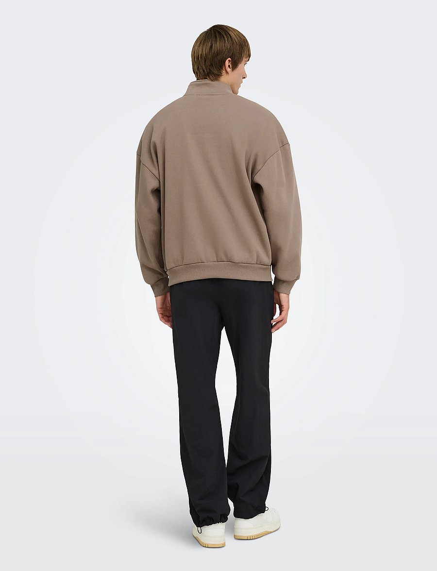 ONLY & SONS - ONSTYSON OVZ LS HALF ZIP HIGH NECK LB - half zip jumpers - fossil - 3
