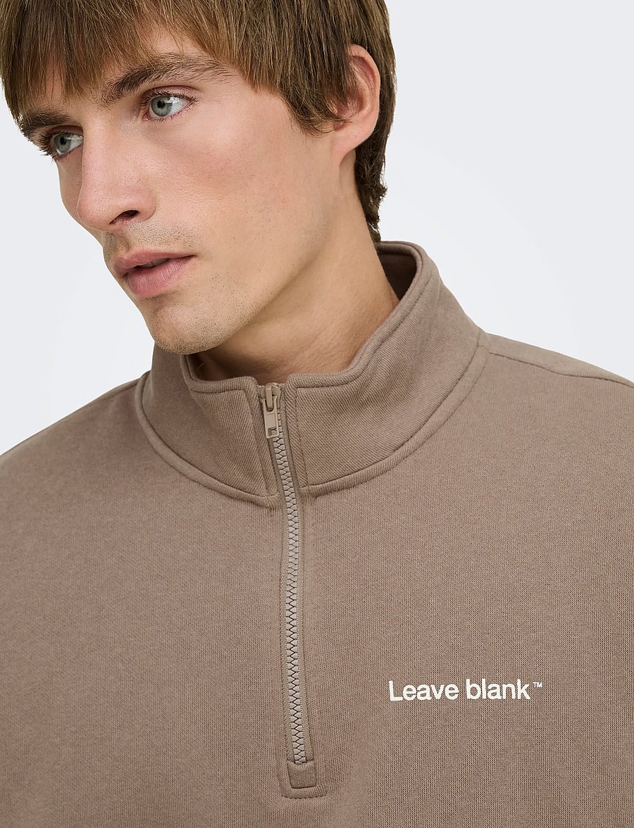 ONLY & SONS - ONSTYSON OVZ LS HALF ZIP HIGH NECK LB - half zip jumpers - fossil - 5