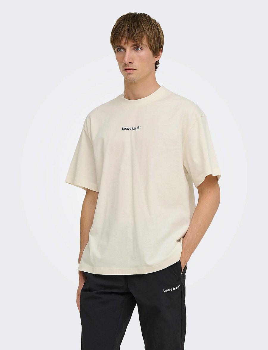 ONLY & SONS - ONSFRED LIFE OVZ TEE LB - kortärmade t-shirts - whisper white - 0