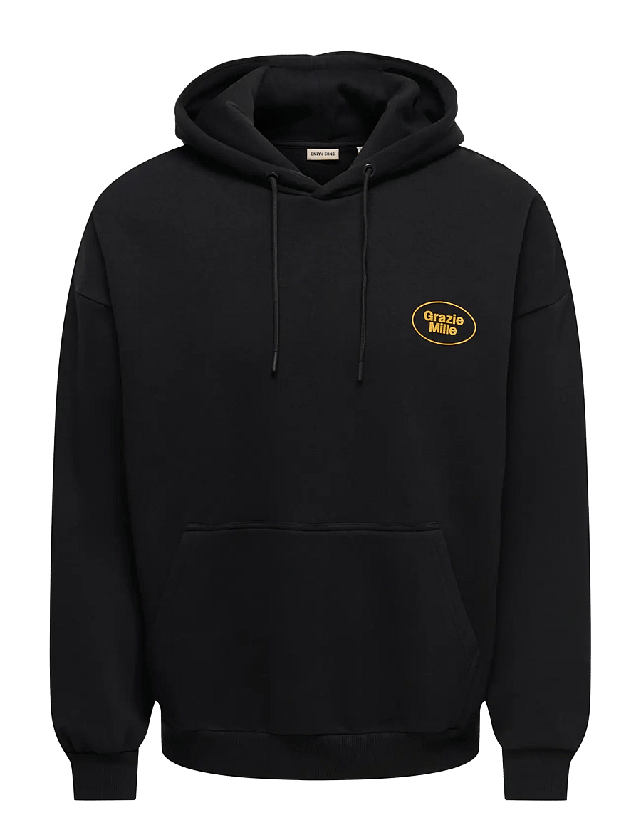 ONLY & SONS - ONSCERES MILANO OVZ LS HOODIE SWEAT VD - black - 1
