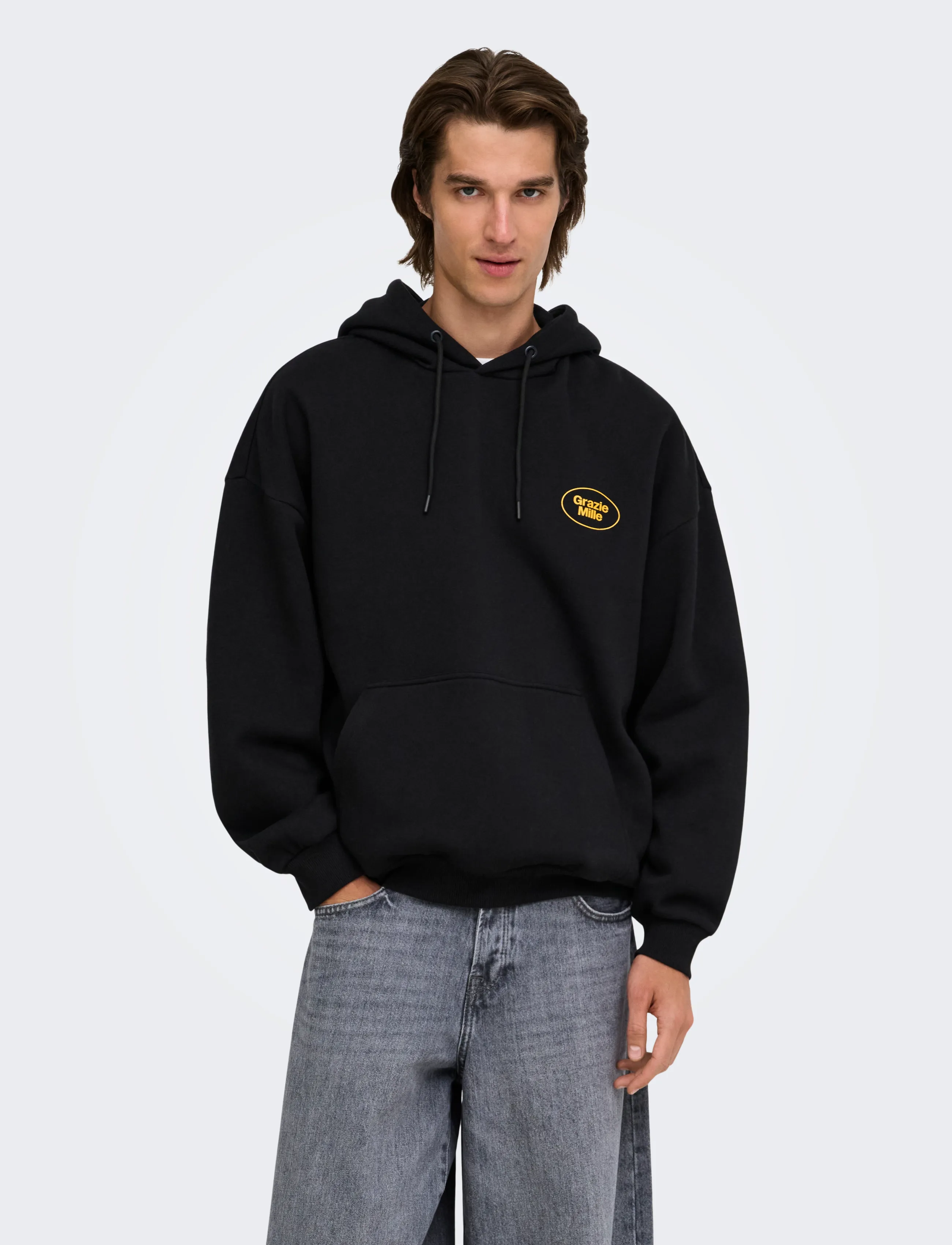 ONLY & SONS ONSCERES MILANO OVZ LS HOODIE  SWEAT VD - Kleidung - BLACK / black