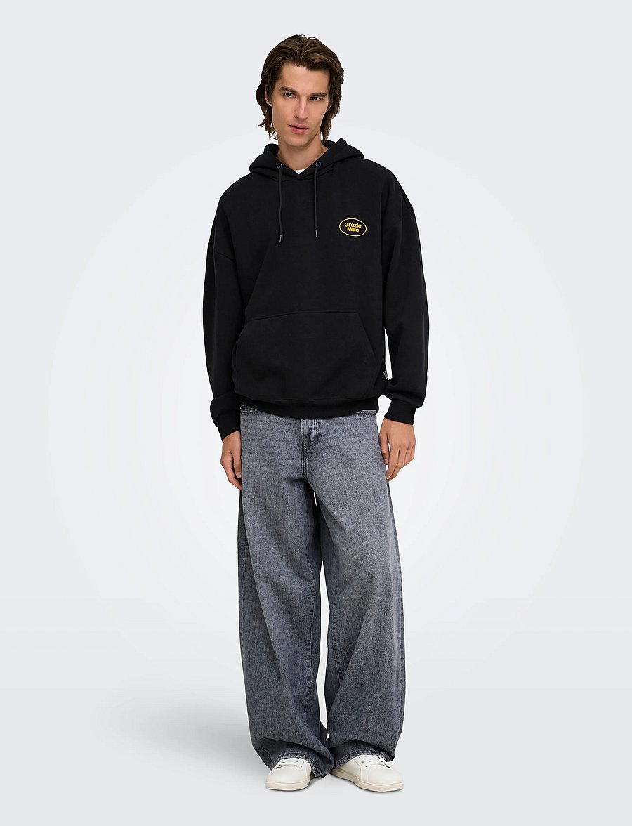 ONLY & SONS - ONSCERES MILANO OVZ LS HOODIE SWEAT VD - black - 5