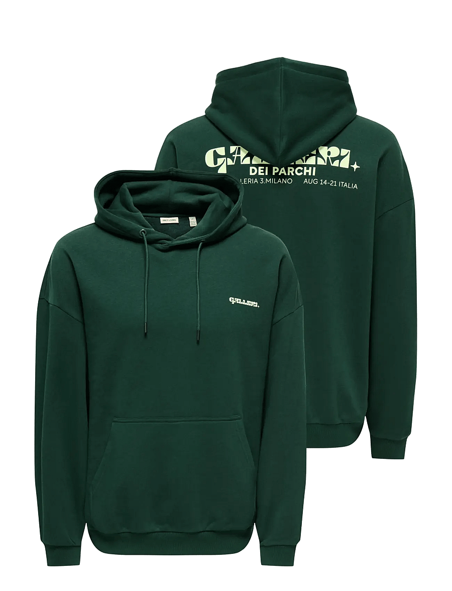 ONLY & SONS - ONSCERES MILANO OVZ LS HOODIE SWEAT VD - džemperiai su gobtuvu - pine grove - 2