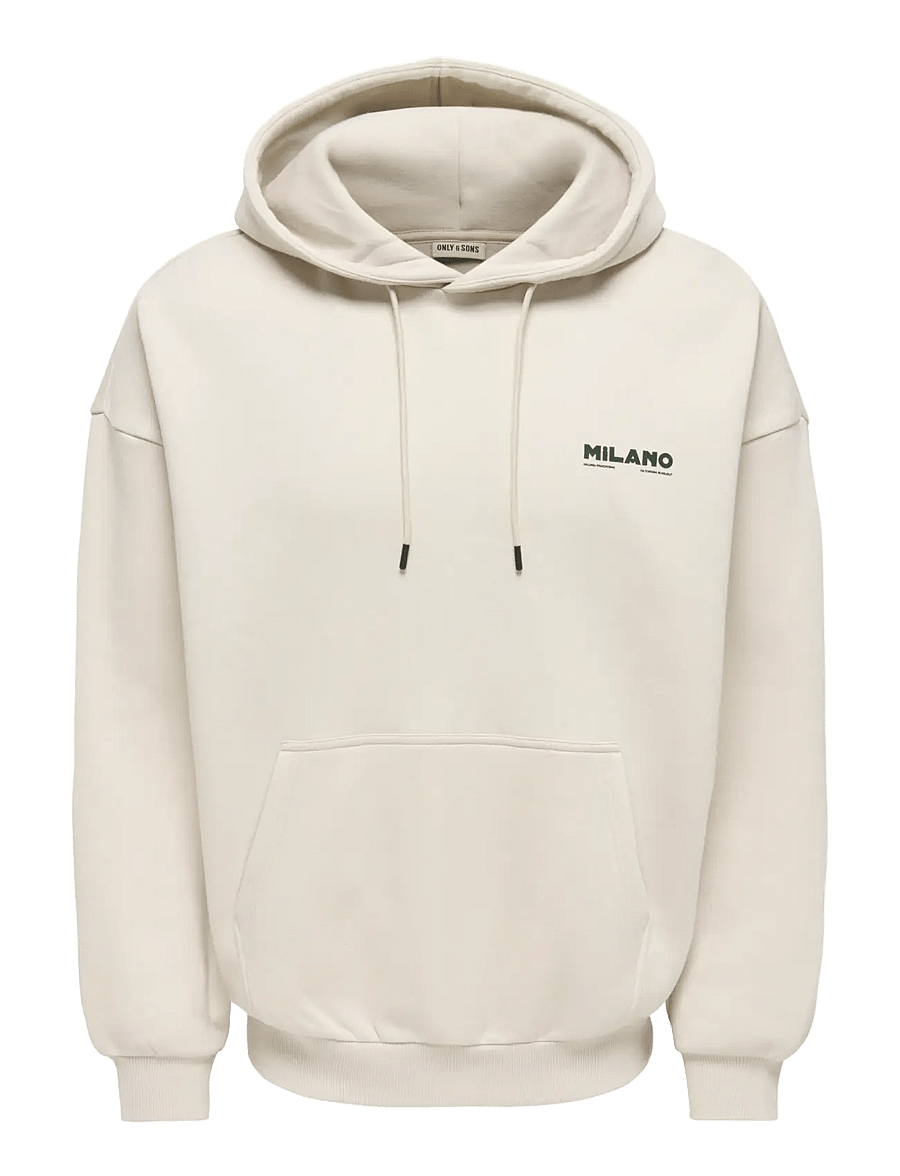 ONLY & SONS - ONSCERES MILANO OVZ LS HOODIE SWEAT VD - kapuutsiga pusad - pumice stone - 0