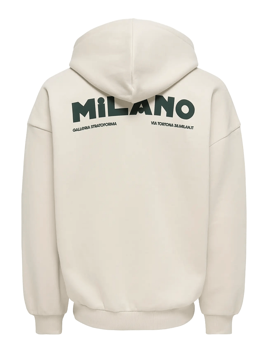 ONLY & SONS - ONSCERES MILANO OVZ LS HOODIE SWEAT VD - kapuutsiga pusad - pumice stone - 1