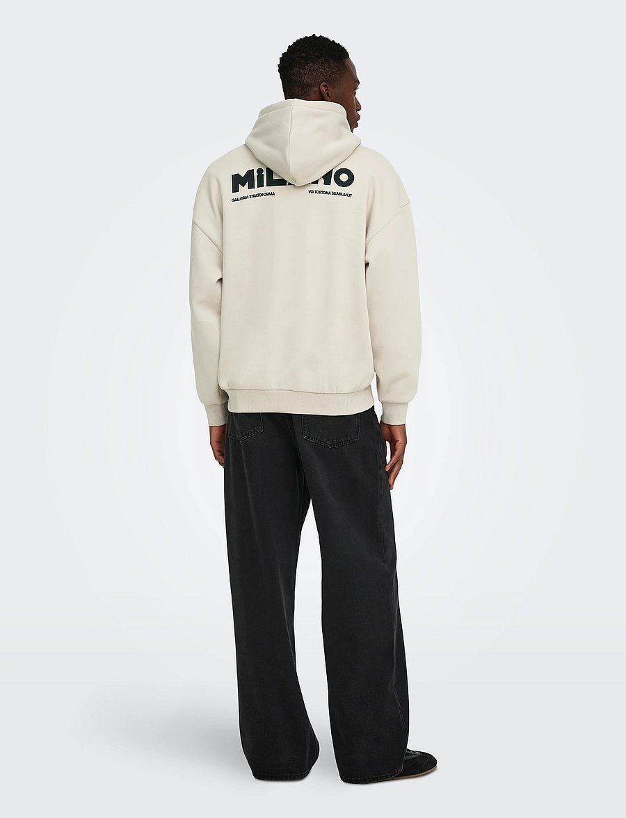 ONLY & SONS - ONSCERES MILANO OVZ LS HOODIE SWEAT VD - kapuutsiga pusad - pumice stone - 3