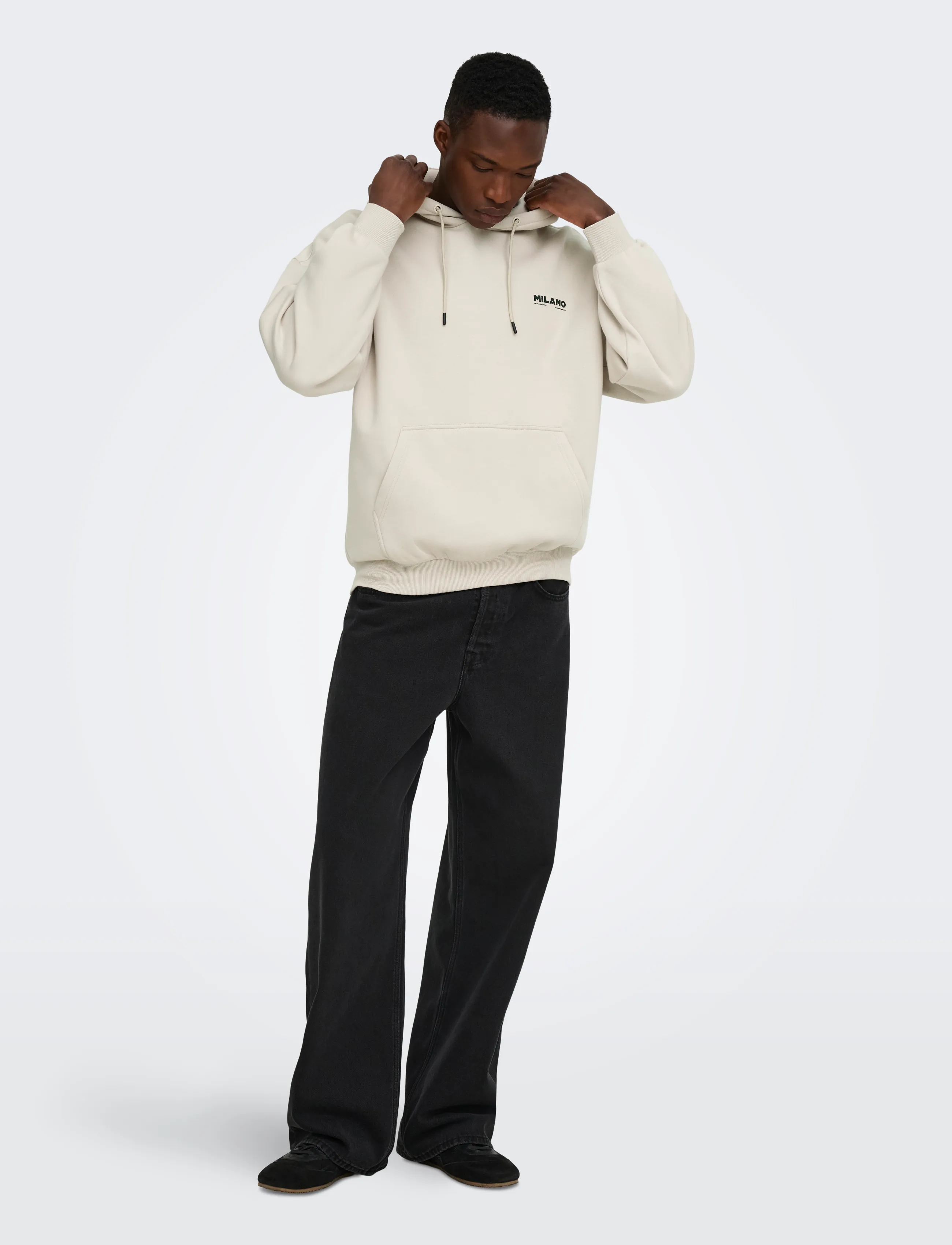 ONLY & SONS - ONSCERES MILANO OVZ LS HOODIE  SWEAT VD - pumice stone - 4