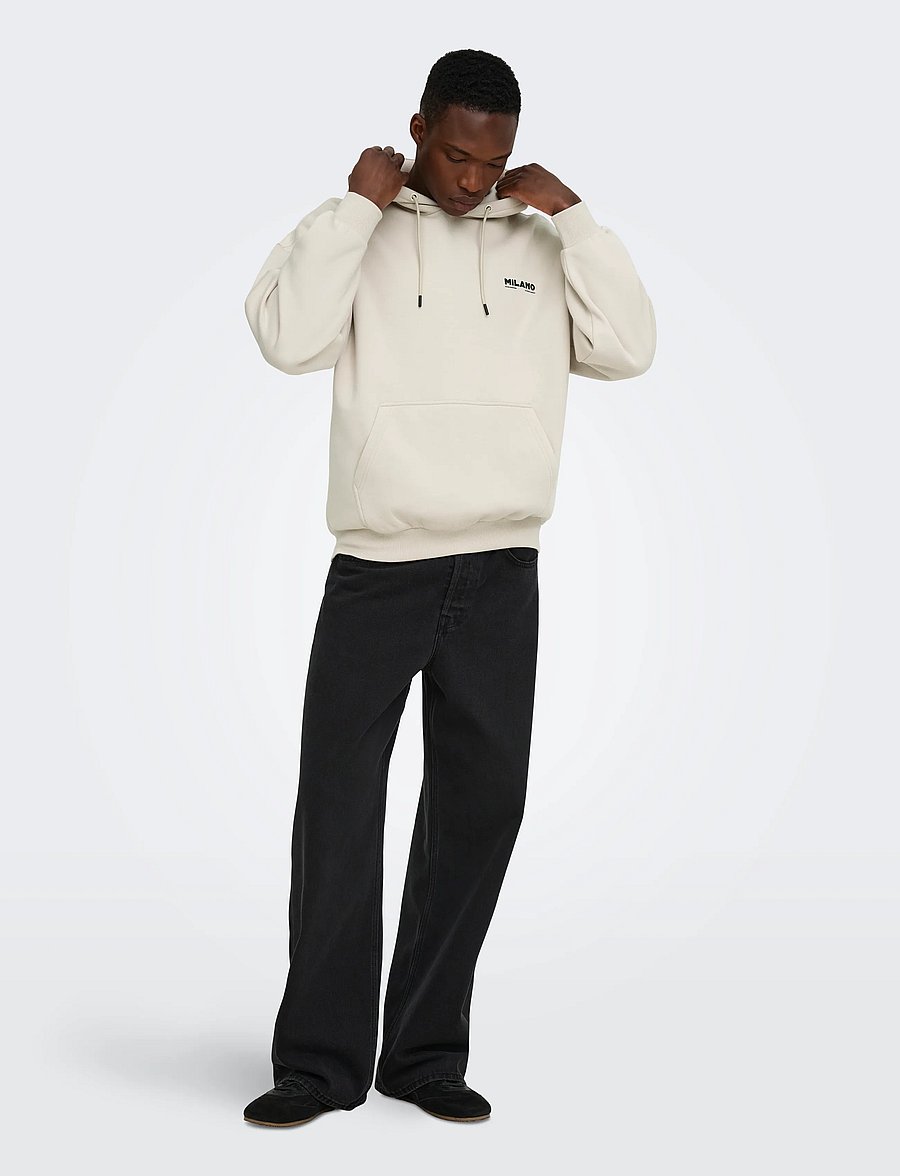 ONLY & SONS - ONSCERES MILANO OVZ LS HOODIE SWEAT VD - kapuutsiga pusad - pumice stone - 4
