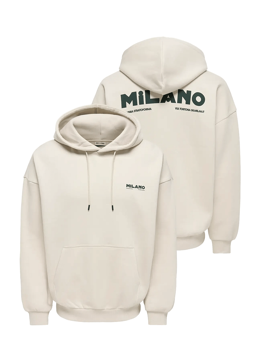 ONLY & SONS - ONSCERES MILANO OVZ LS HOODIE SWEAT VD - kapuutsiga pusad - pumice stone - 2