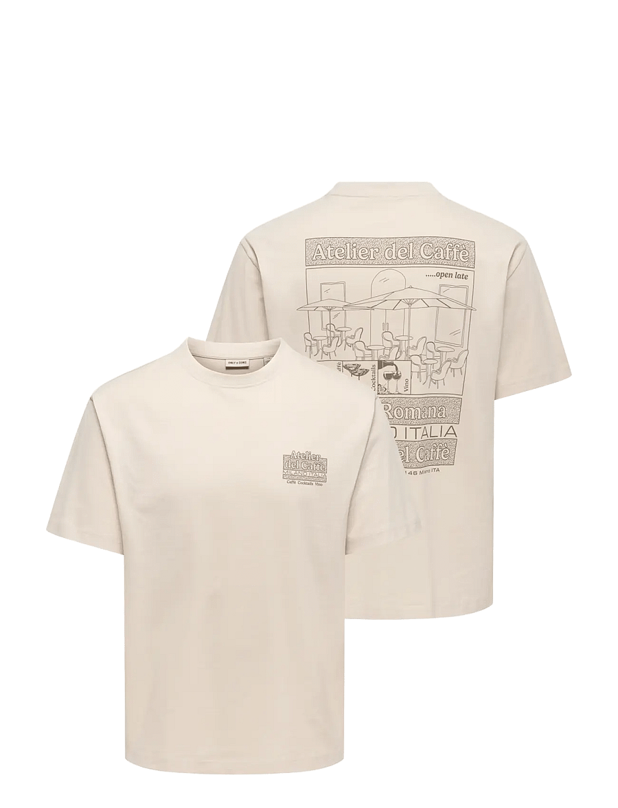 ONLY & SONS - ONSFRED BELLISSIMA RLX SS TEE VD - pumice stone - 2