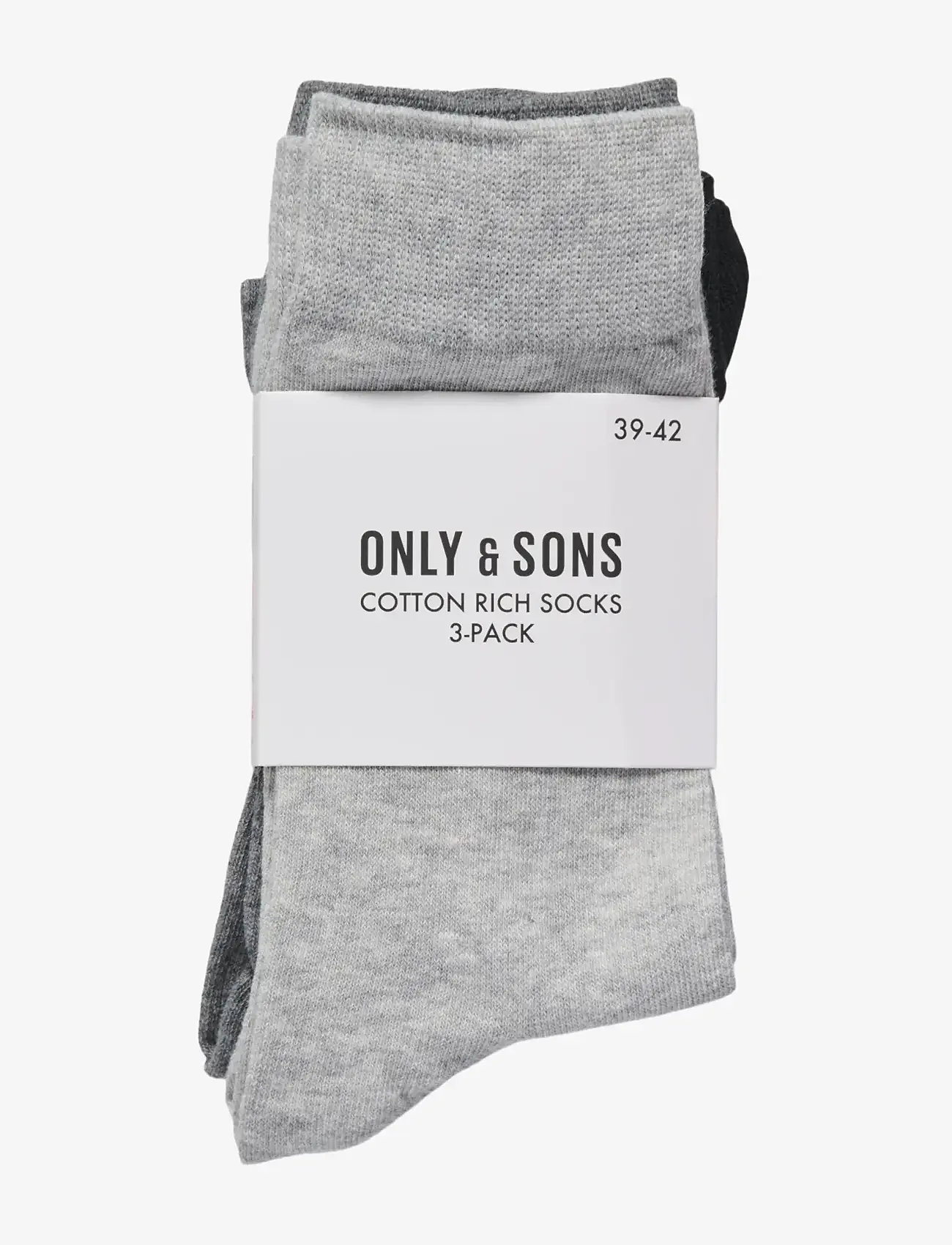 ONLY & SONS - ONSBASIC COTTON SOCK 3 PACK NOOS - laveste priser - black - 2