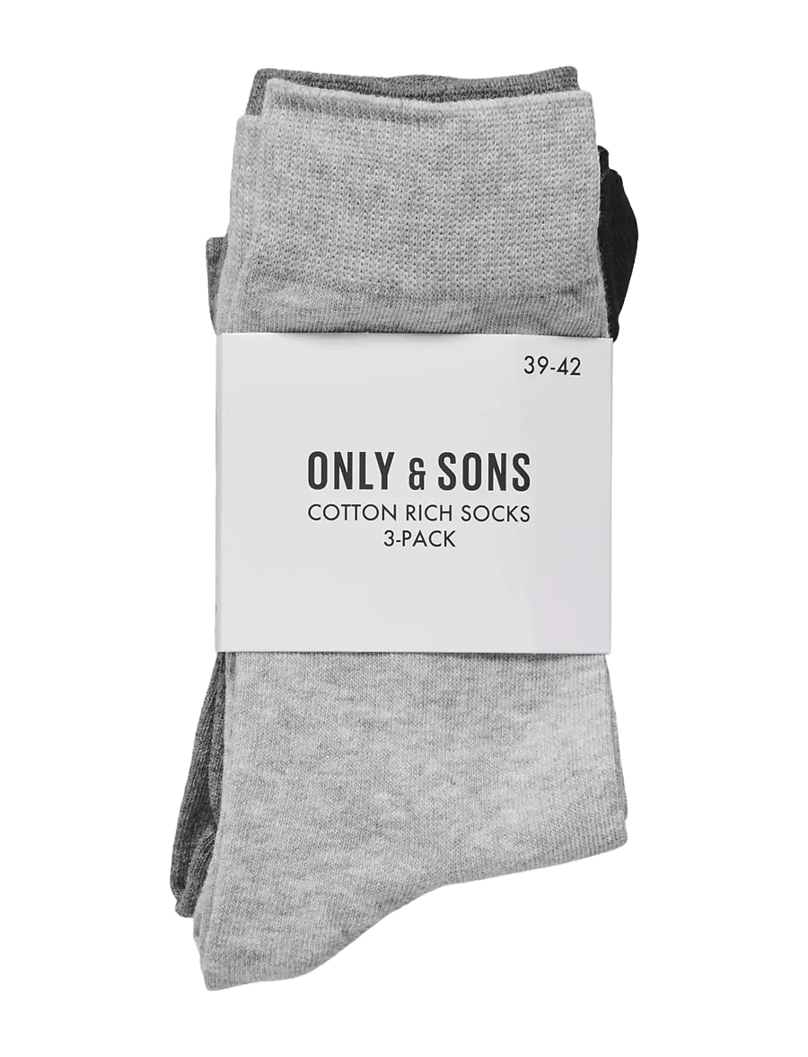 ONLY & SONS - ONSBASIC COTTON SOCK 3 PACK NOOS - crew socks - black - 2