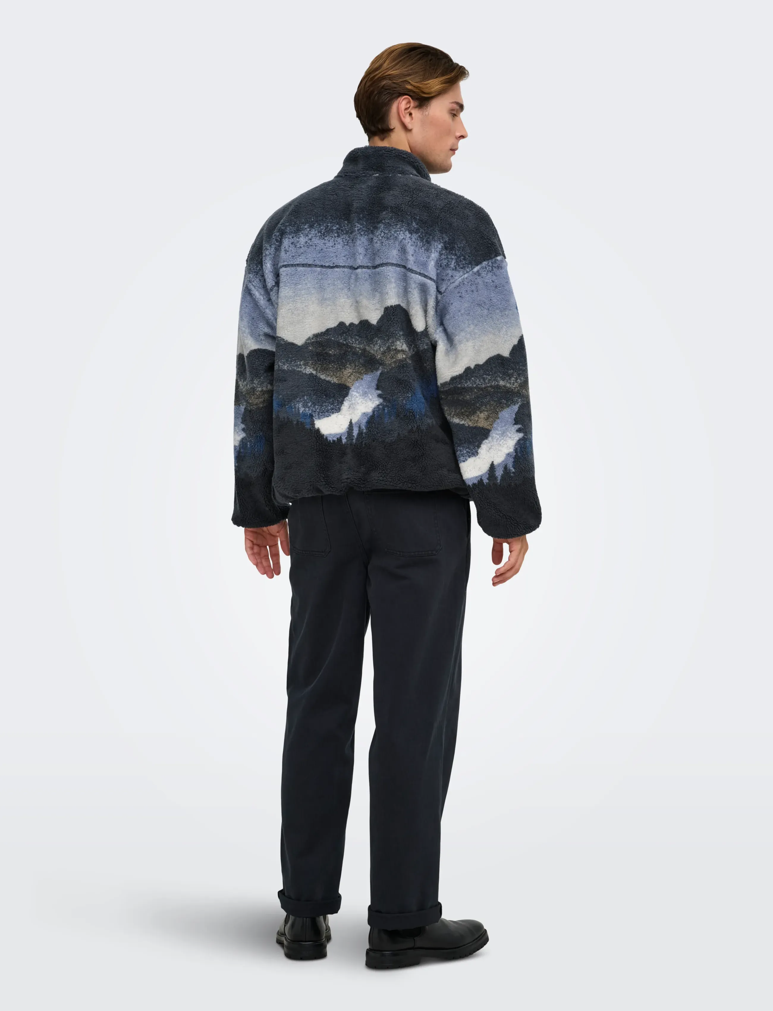 ONLY & SONS - ONSADAM LIFE OVZ LANDSCAPE SHERPA VD - sweatshirts - dark navy - 3
