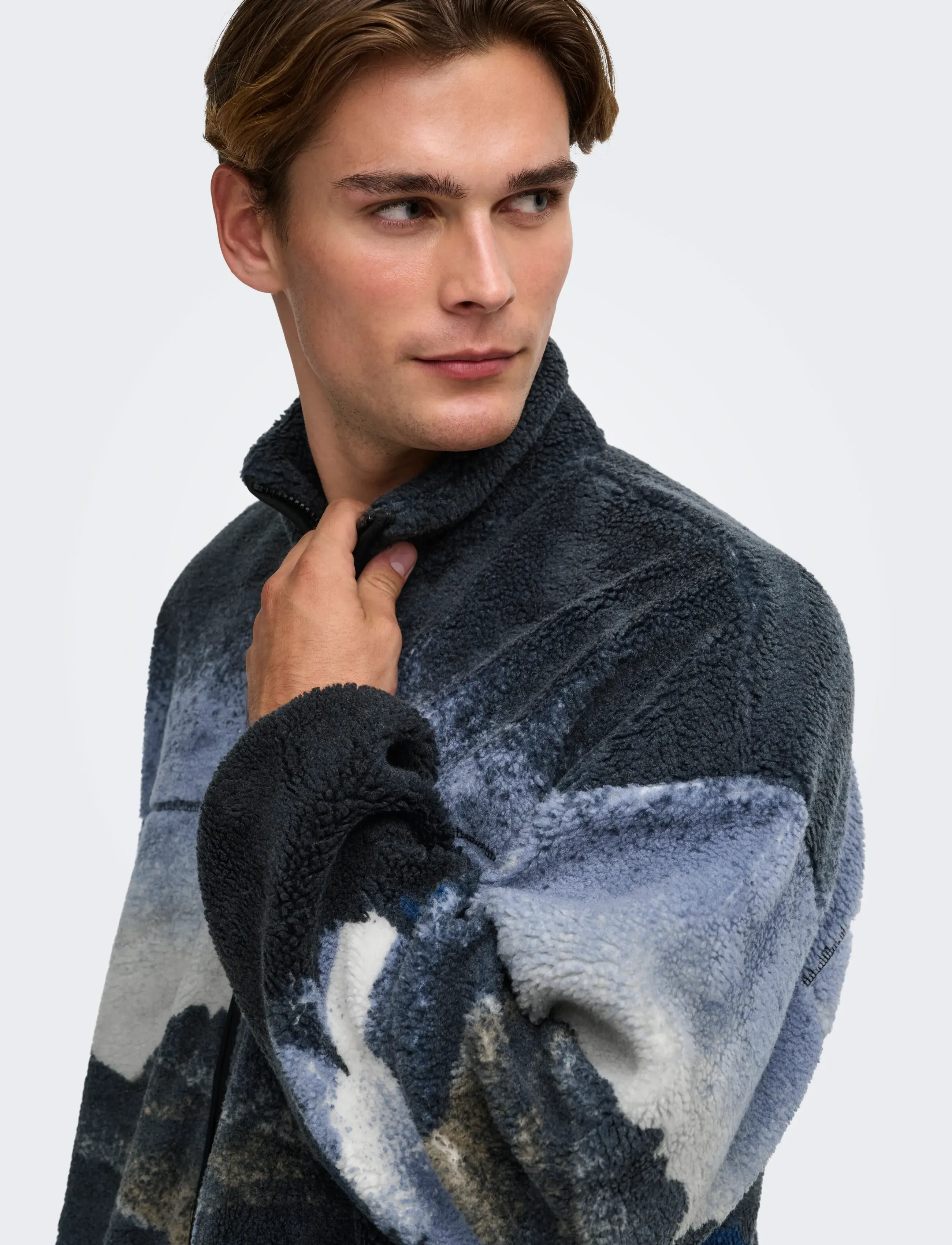 ONLY & SONS - ONSADAM LIFE OVZ LANDSCAPE SHERPA VD - sweatshirts - dark navy - 5